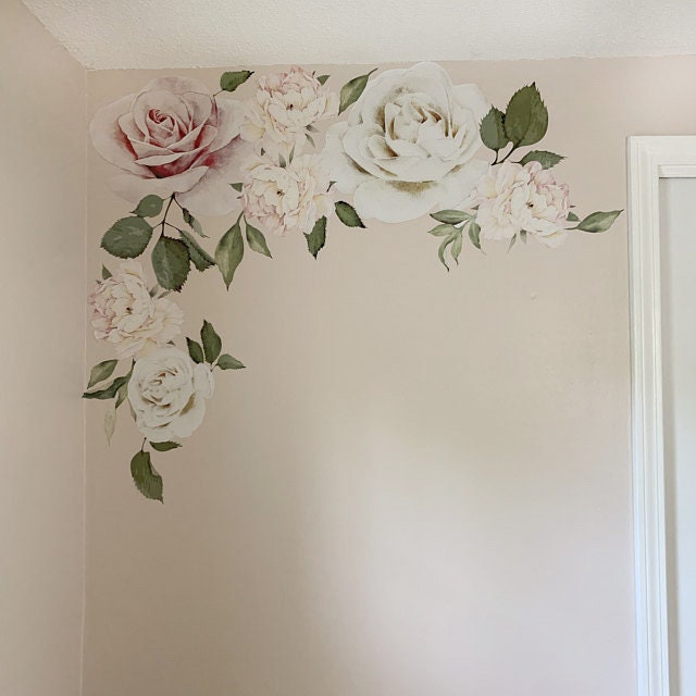 Rose Decals For Wall Roses Flower Wall Decal Rose Wall Etsy