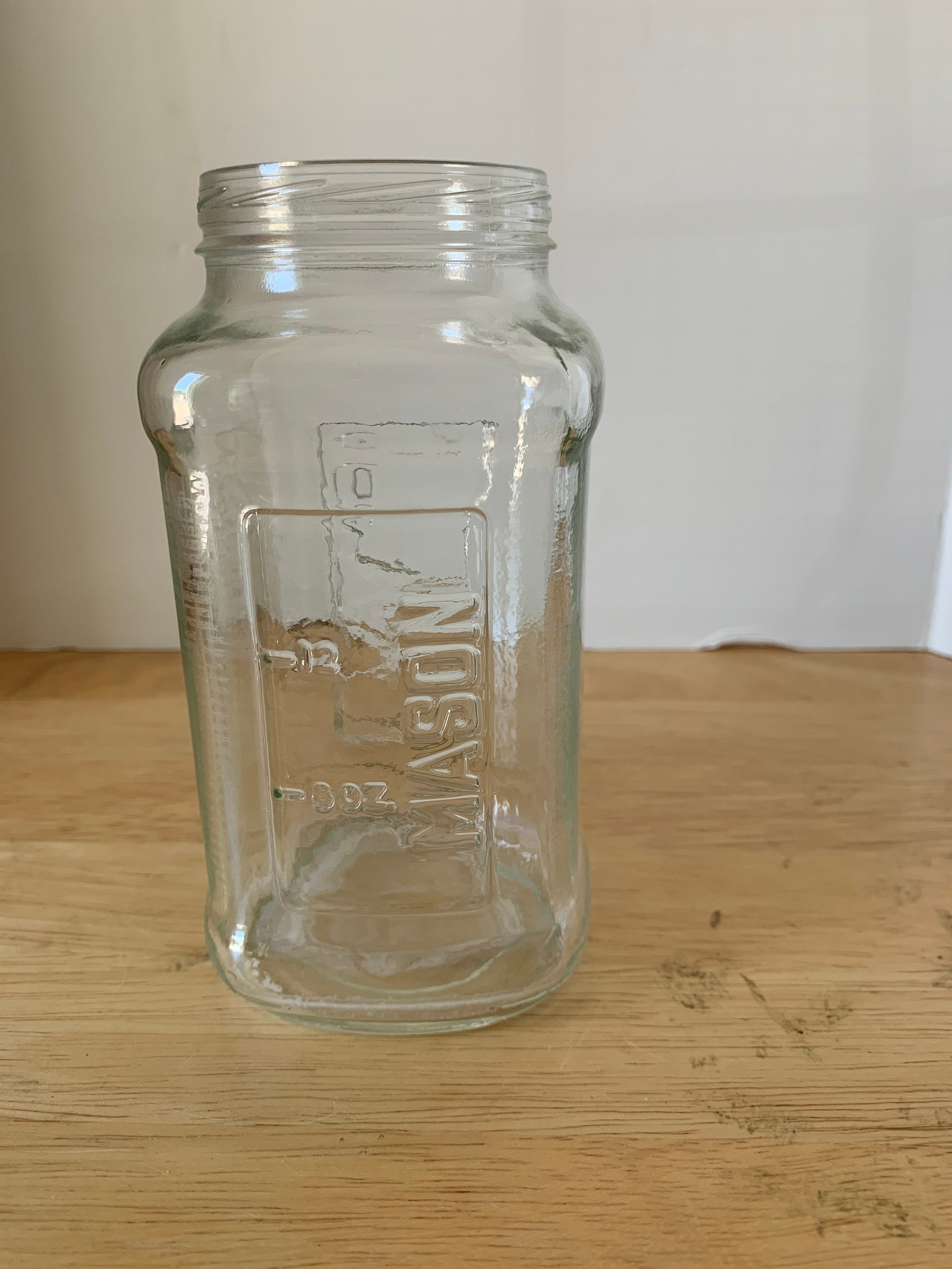 Vintage Ounce Clear Glass Mason Jar With Measurement Side