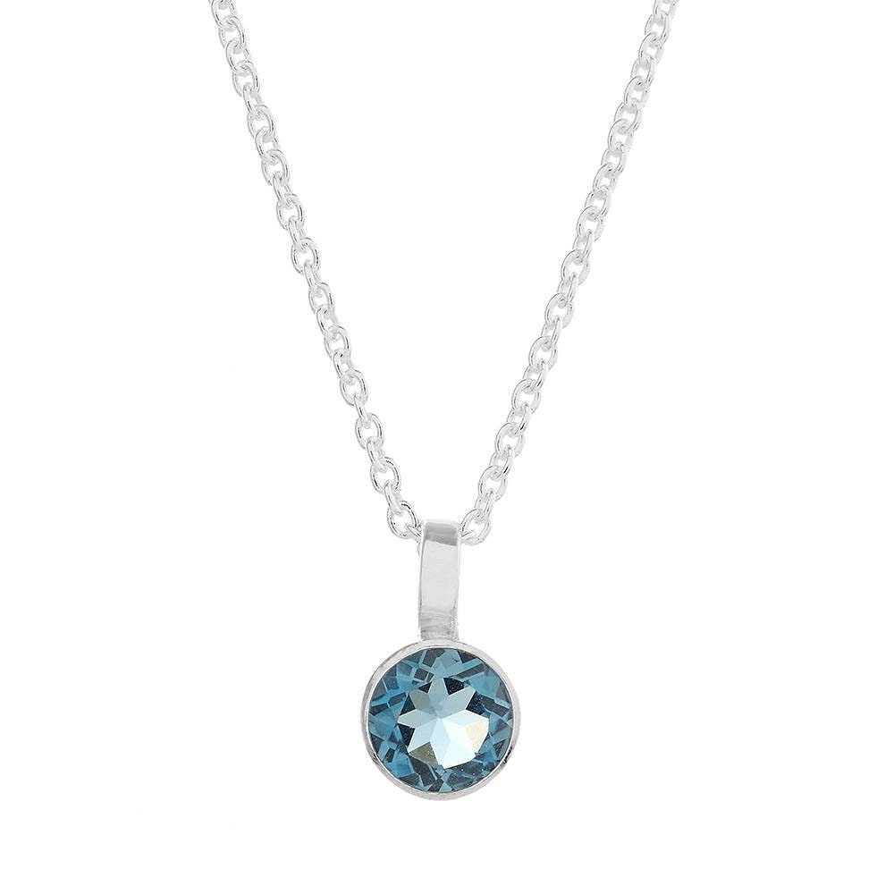 Solo Blue Topaz Necklace, London Gemstone December Birthstone Vanessa Plana