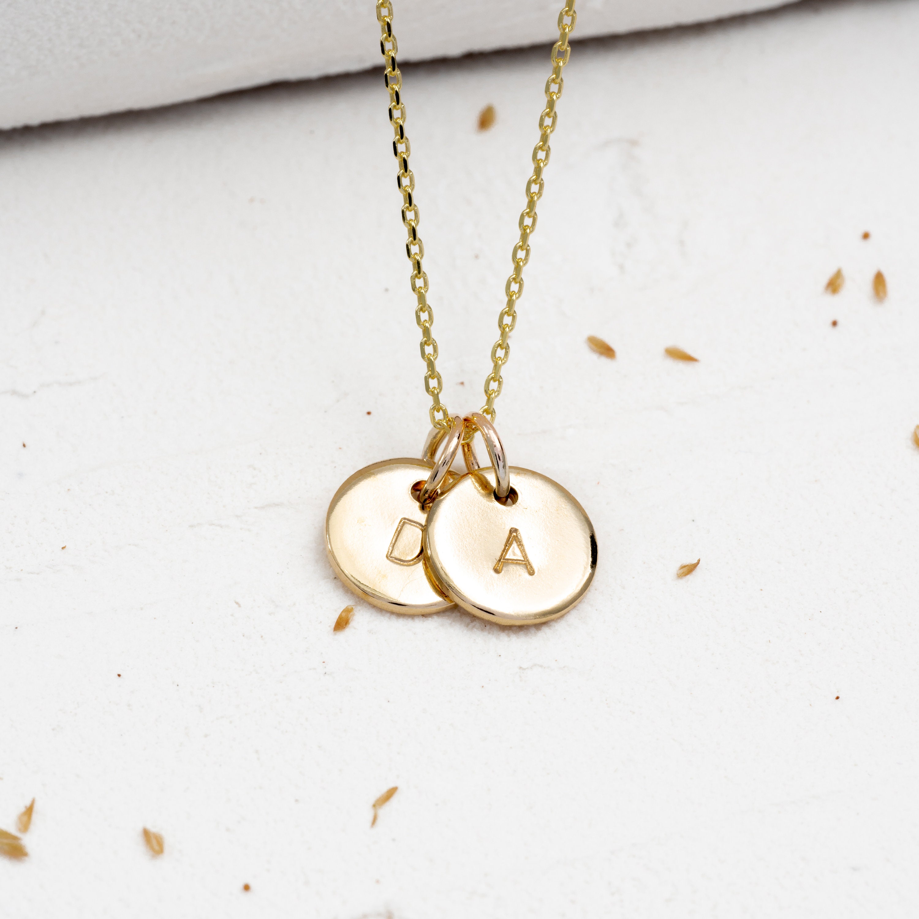 Teeny Tiny 9Ct Gold Initial Necklace - 2 Discs