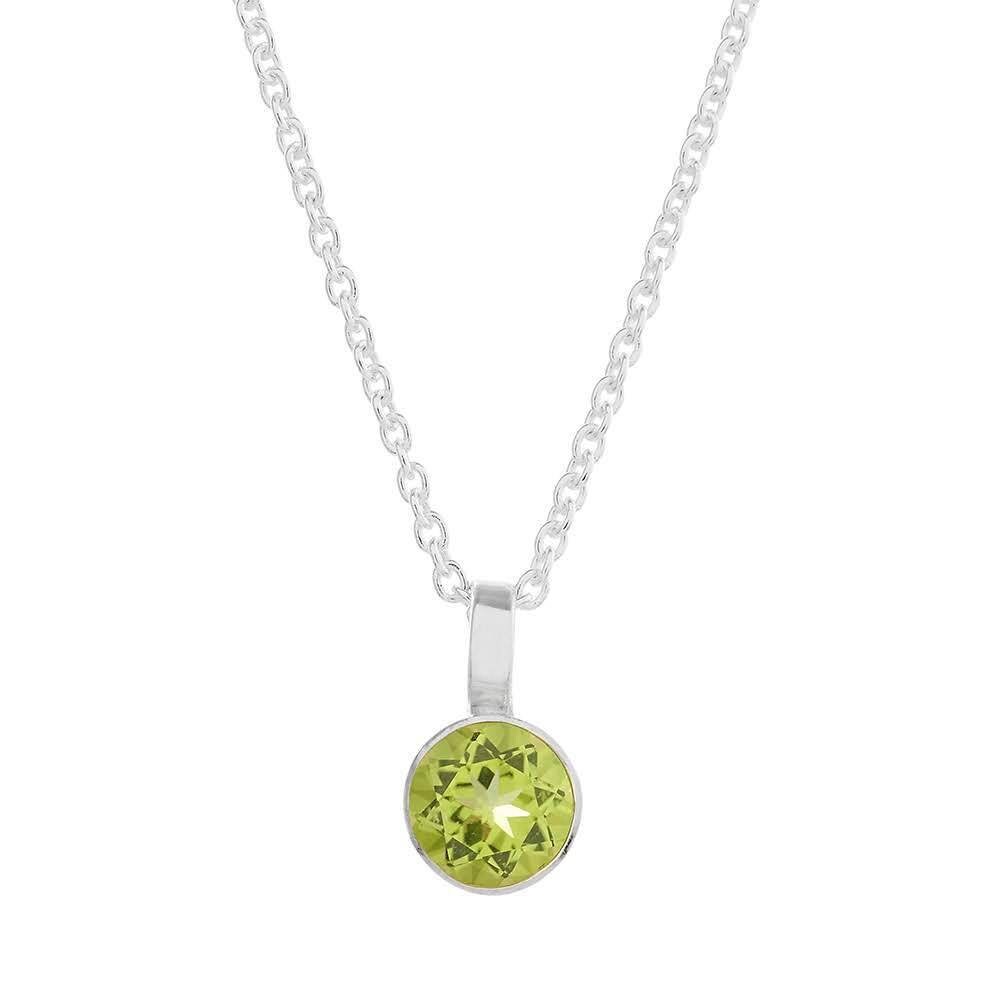 Solo Peridot Necklace, Gemstone Green August Birthstone Joy & Happiness Necklace