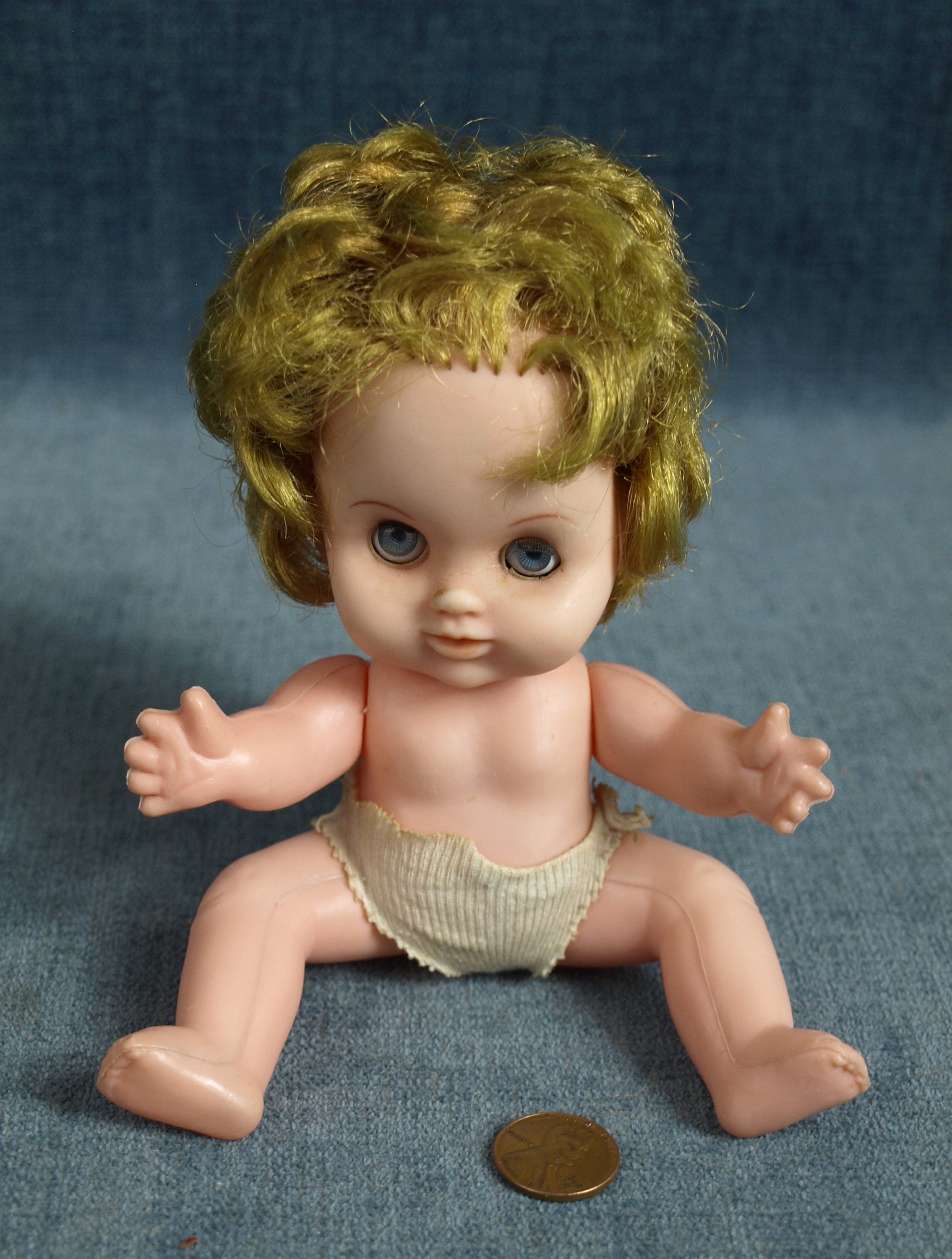 Blue Eyes FCM Plastic Doll Vintage Plastic Doll Blonde Dolls Action Figures Toys Etna