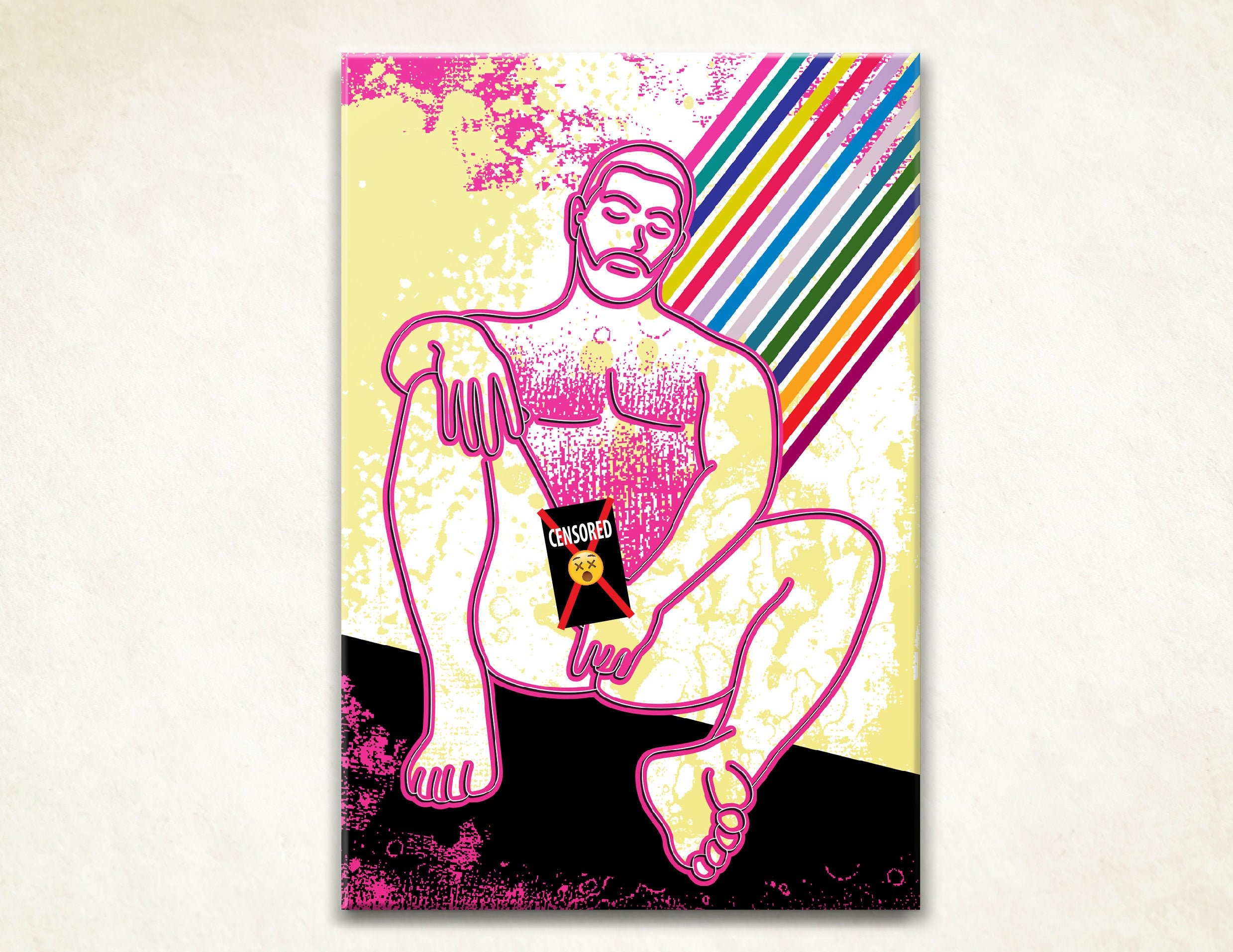 Gay Bär Kunst Magnet behaarter pummeliger Muskel Daddy Gay Pride Magnet