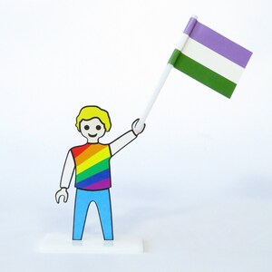 Genderqueer Pride Flag Gay Figurine LGBTQ Gift Or Coming Out Of The Closet Support Accessory