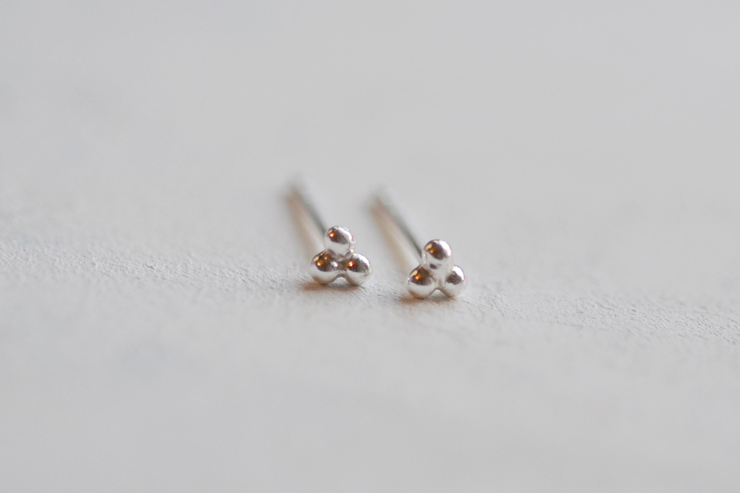 Triple Tiny Dot Studs | Ball Stud Earring Small Silver Gold Earrings Everyday