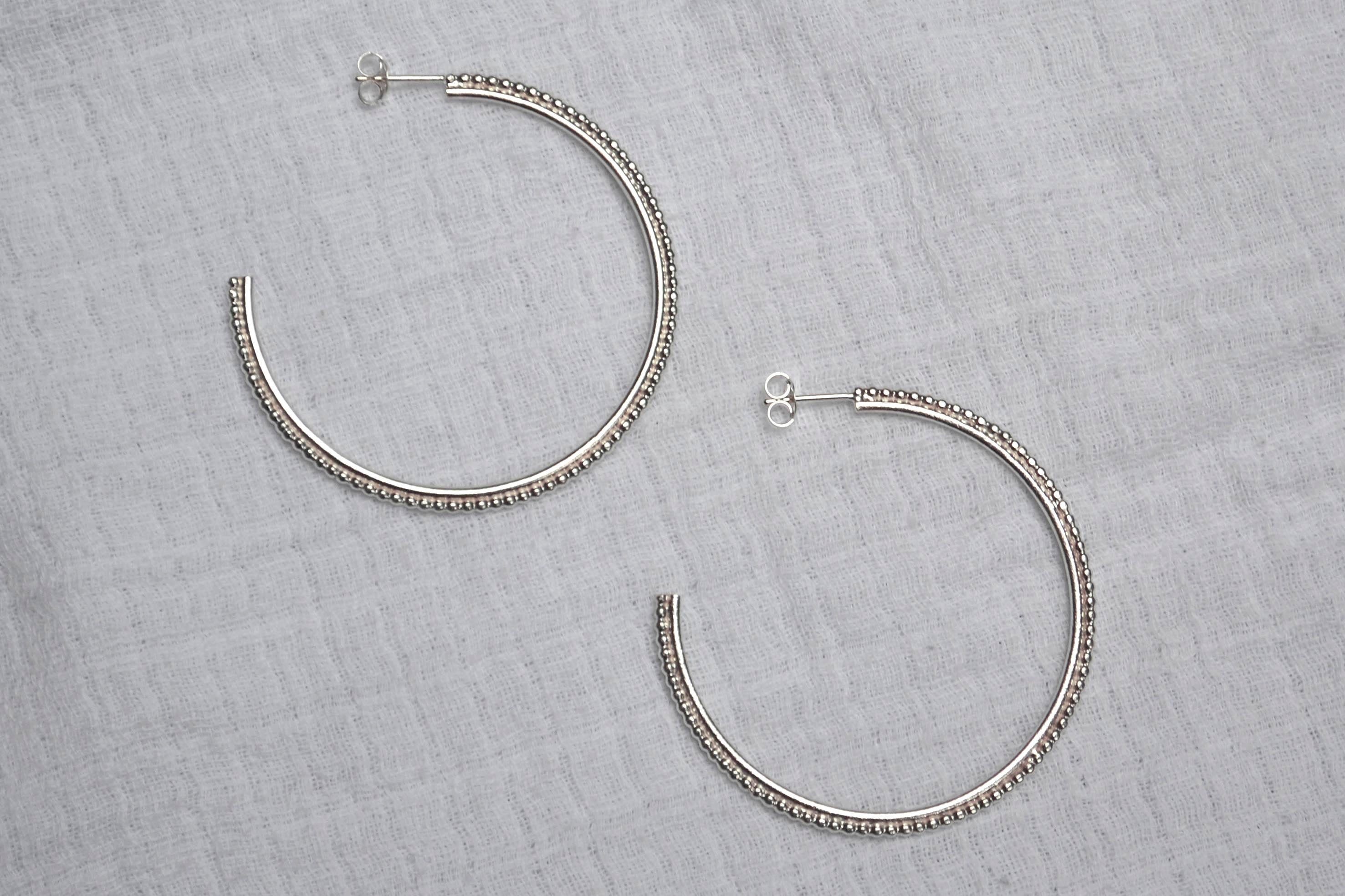 xena Beaded Hoop Earrings | Recycled Silver Statement Large