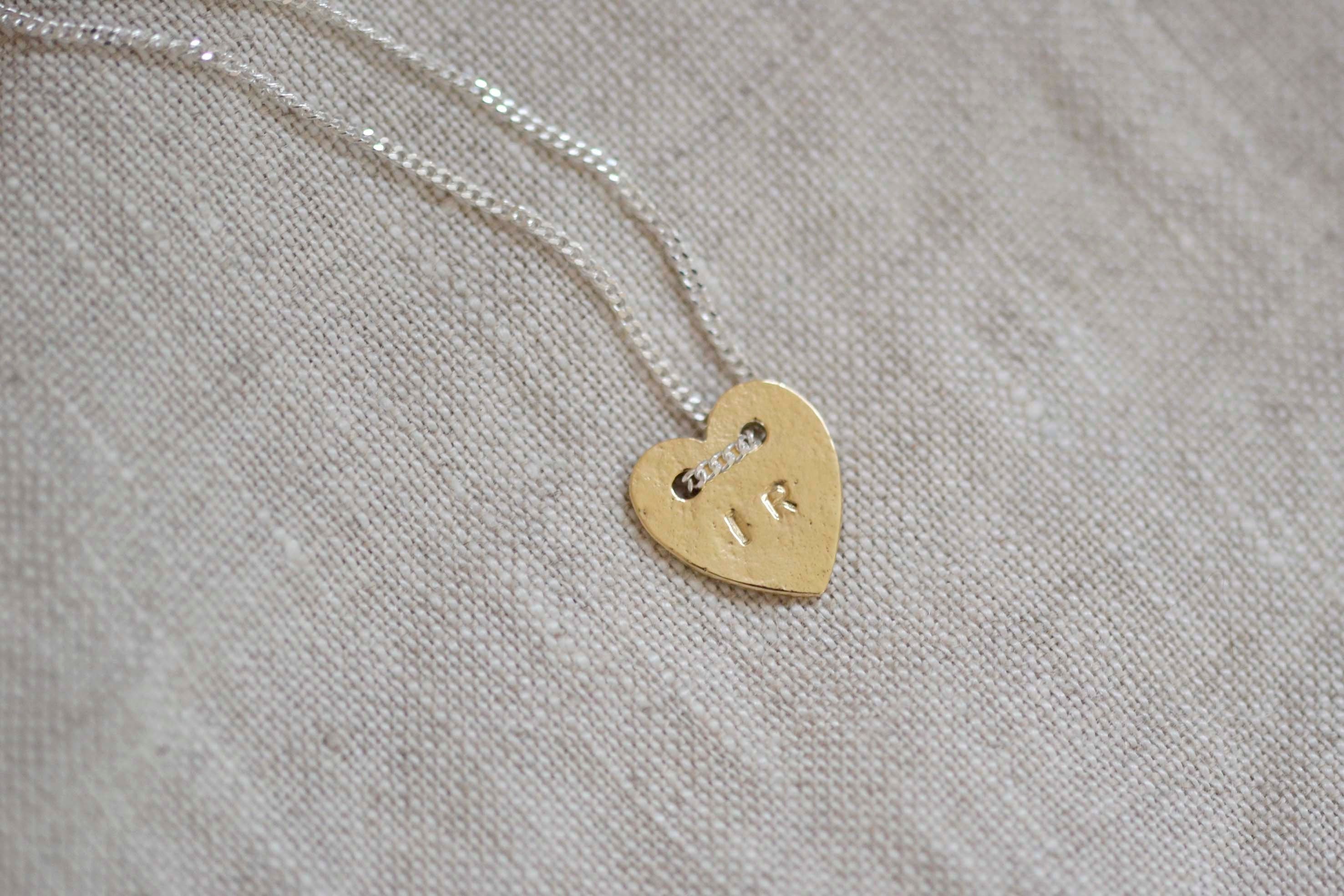 9Ct Gold True Love Pendant Necklace | Personalised Heart Recycled Initial Silver & Mix Jewellery