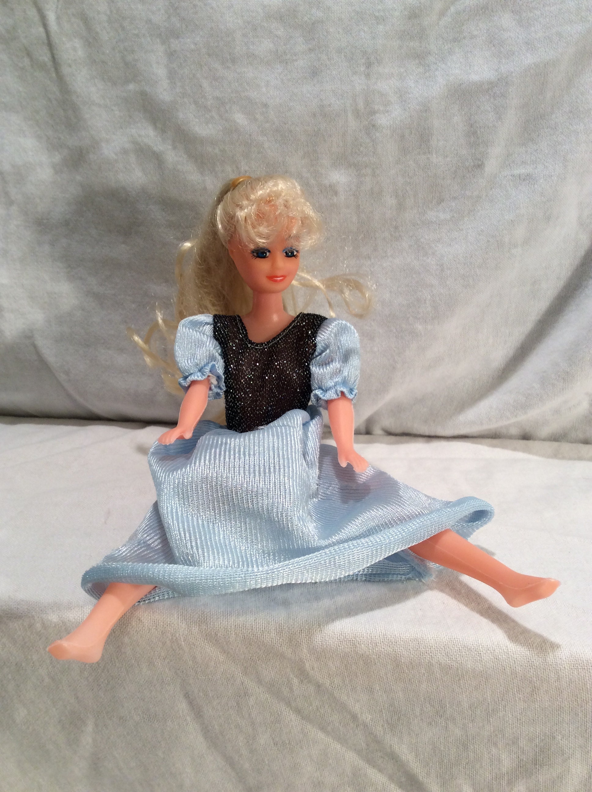 Vintage Barbie Lookalike Plastic Doll Cinderella Blue Dress Etsy