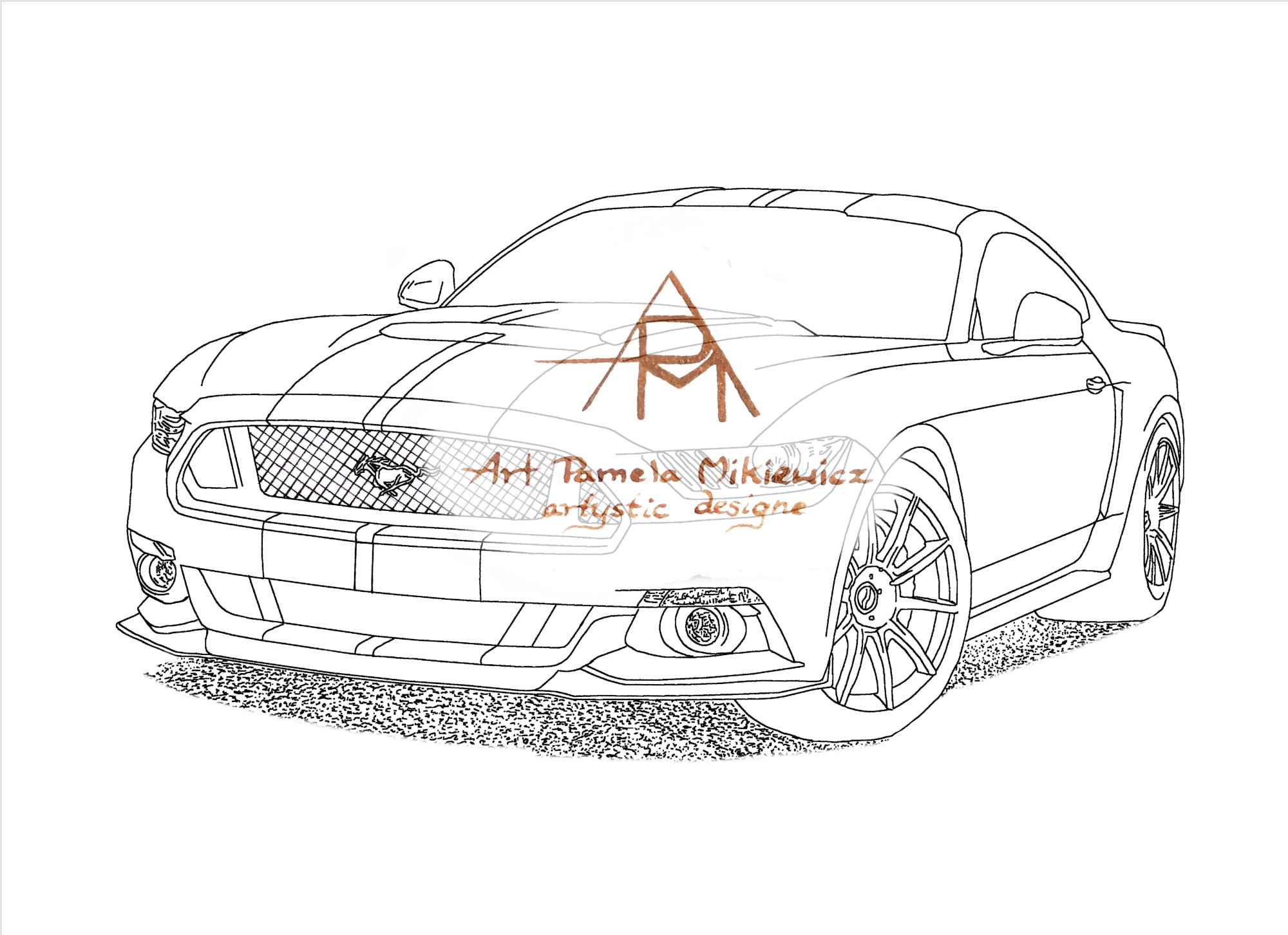 Página para colorear del coche del deporte Mustang GT página Etsy