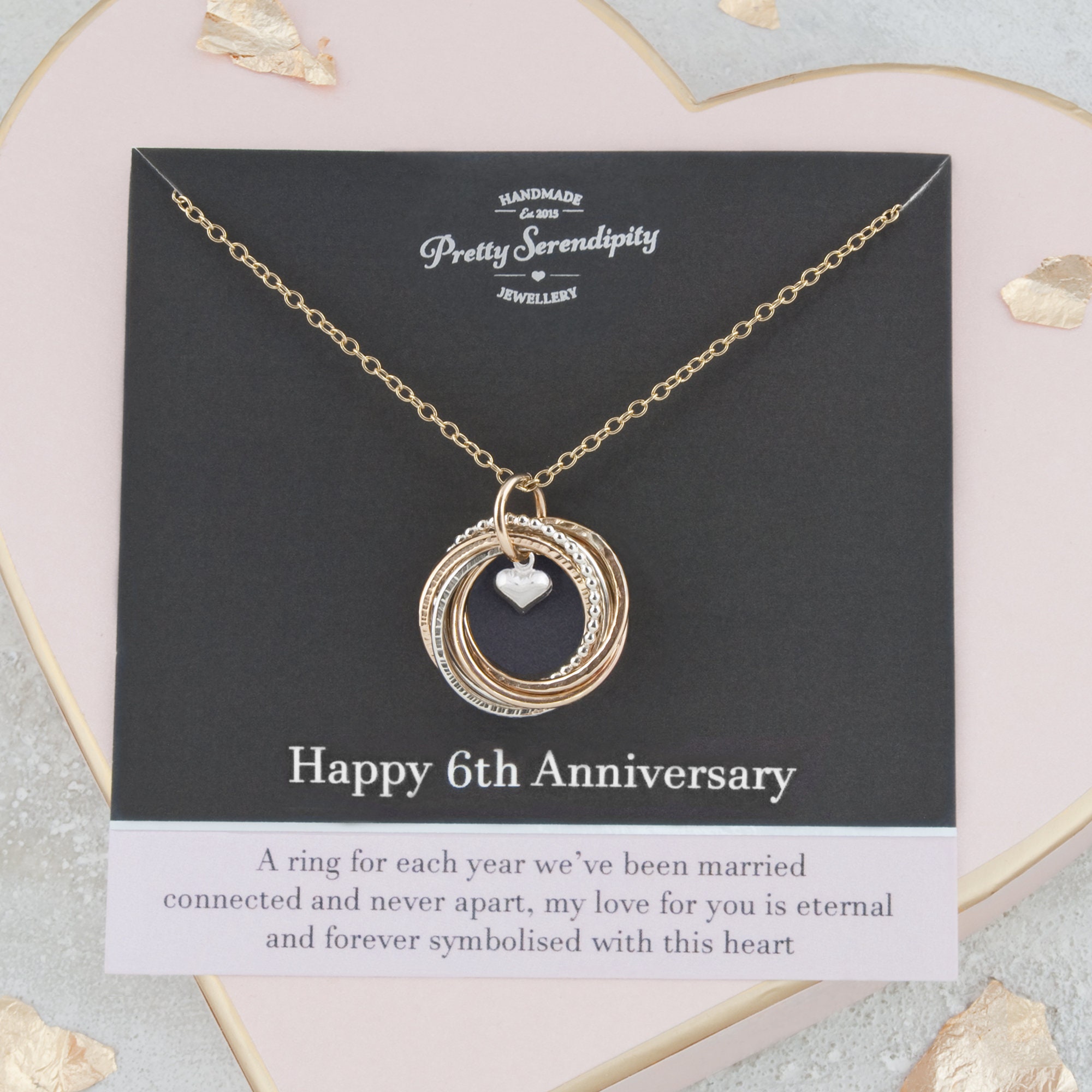 6Th Anniversary Mixed Metal Necklace, Gift, Sterling Silver & 14Ct Gold Fill