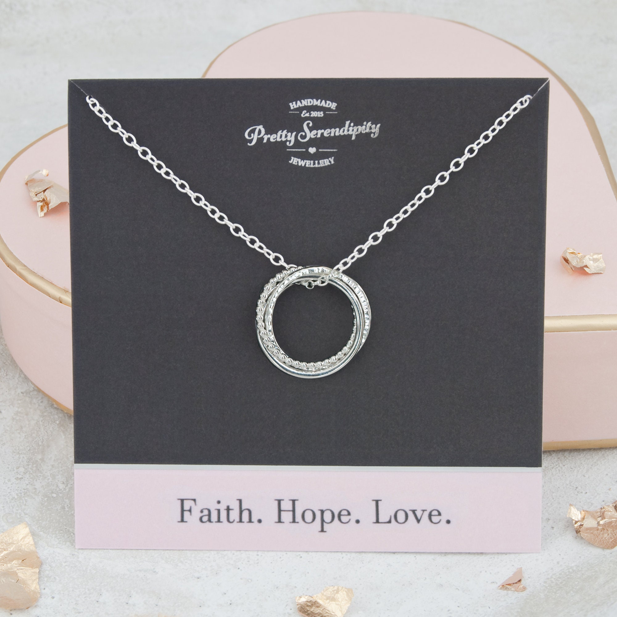 Faith, Hope, Love Russian Ring Necklace - Traditional 3 Necklace, Gifts For Her, Mothers, Gift Daughter