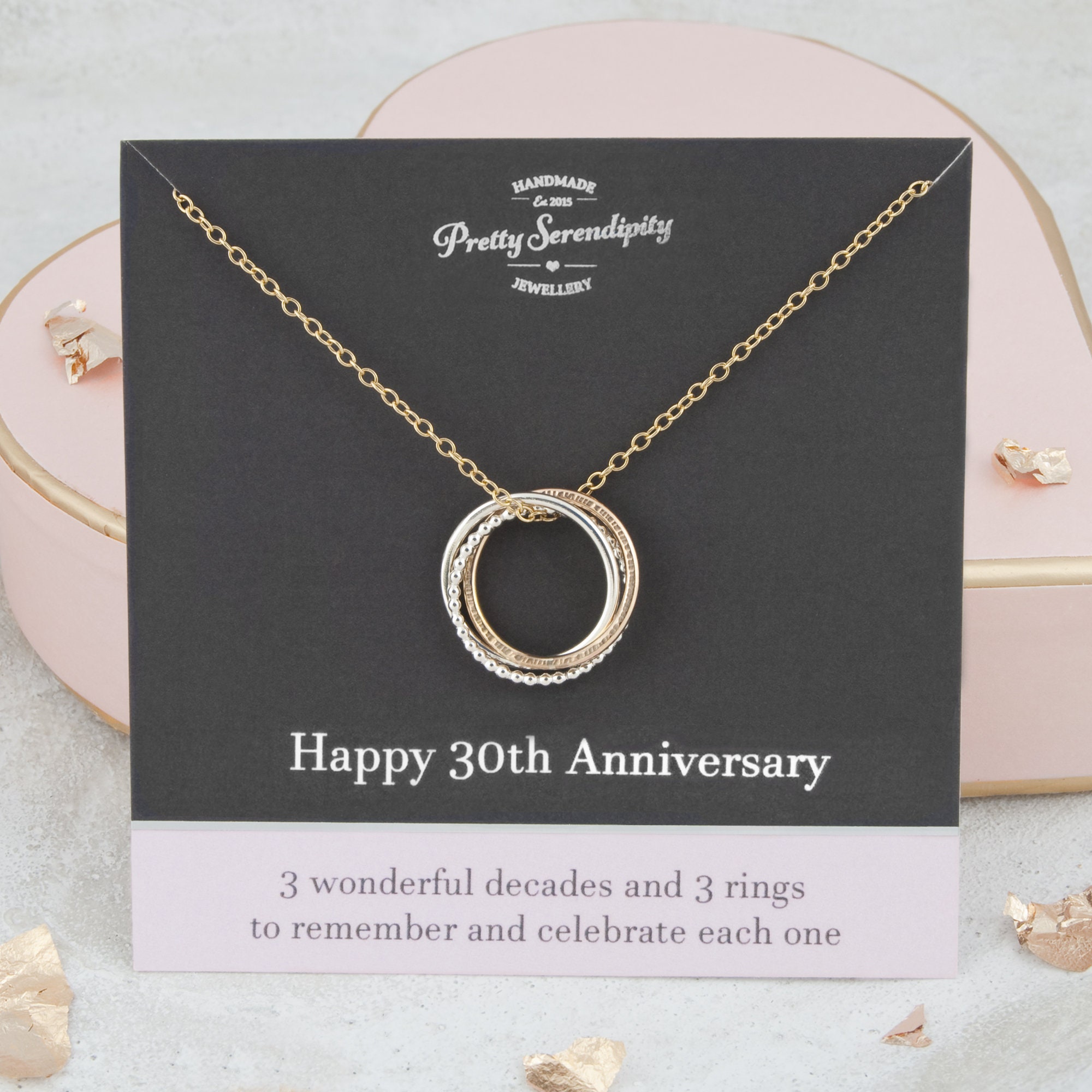 30Th Anniversary Mixed Metal Necklace, Wedding Gift, Sterling Silver & 14Ct Gold Fill