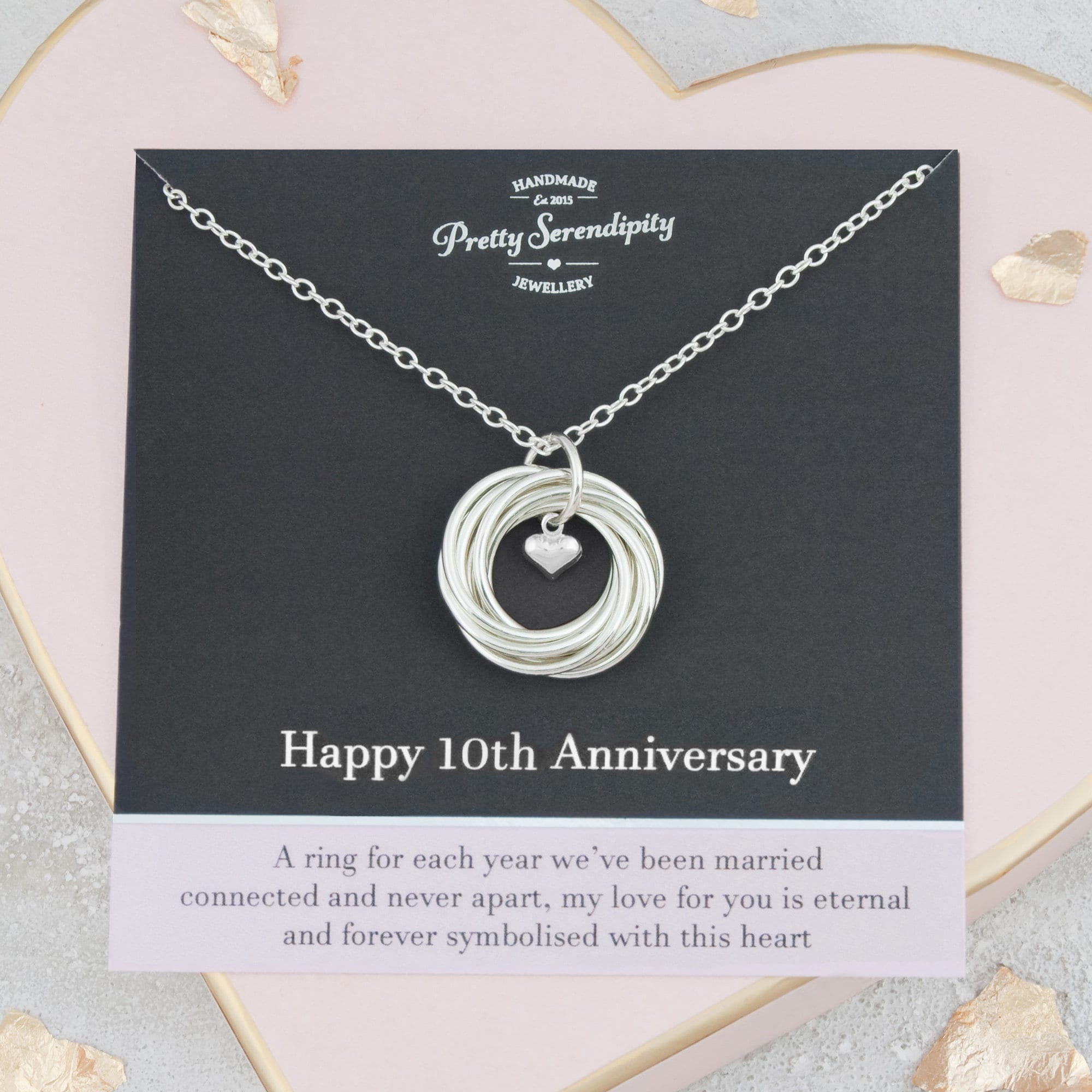 10Th Anniversary Necklace, 10 Year Gift, Sterling Silver