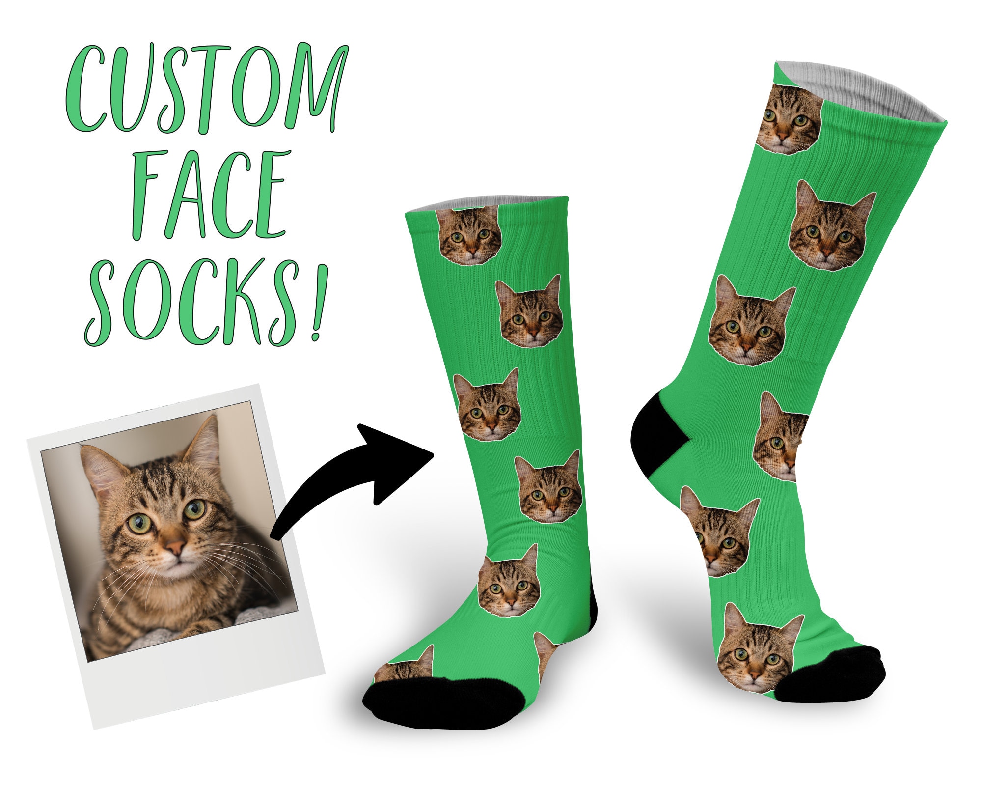Personalised Face Socks Gift Cat Lover Gift Face, Dog Pet Gifts For Him Dad Any Custom Printed Sock
