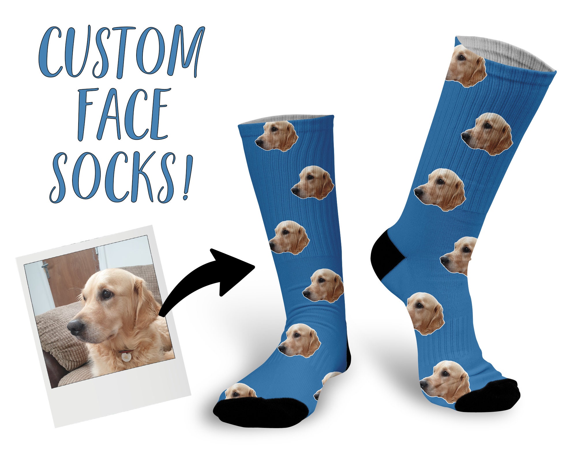 Personalised Dog Face Socks - Put Your On Custom Great Gift For Dad Gifts For Him Pet Owner Lover Ss001