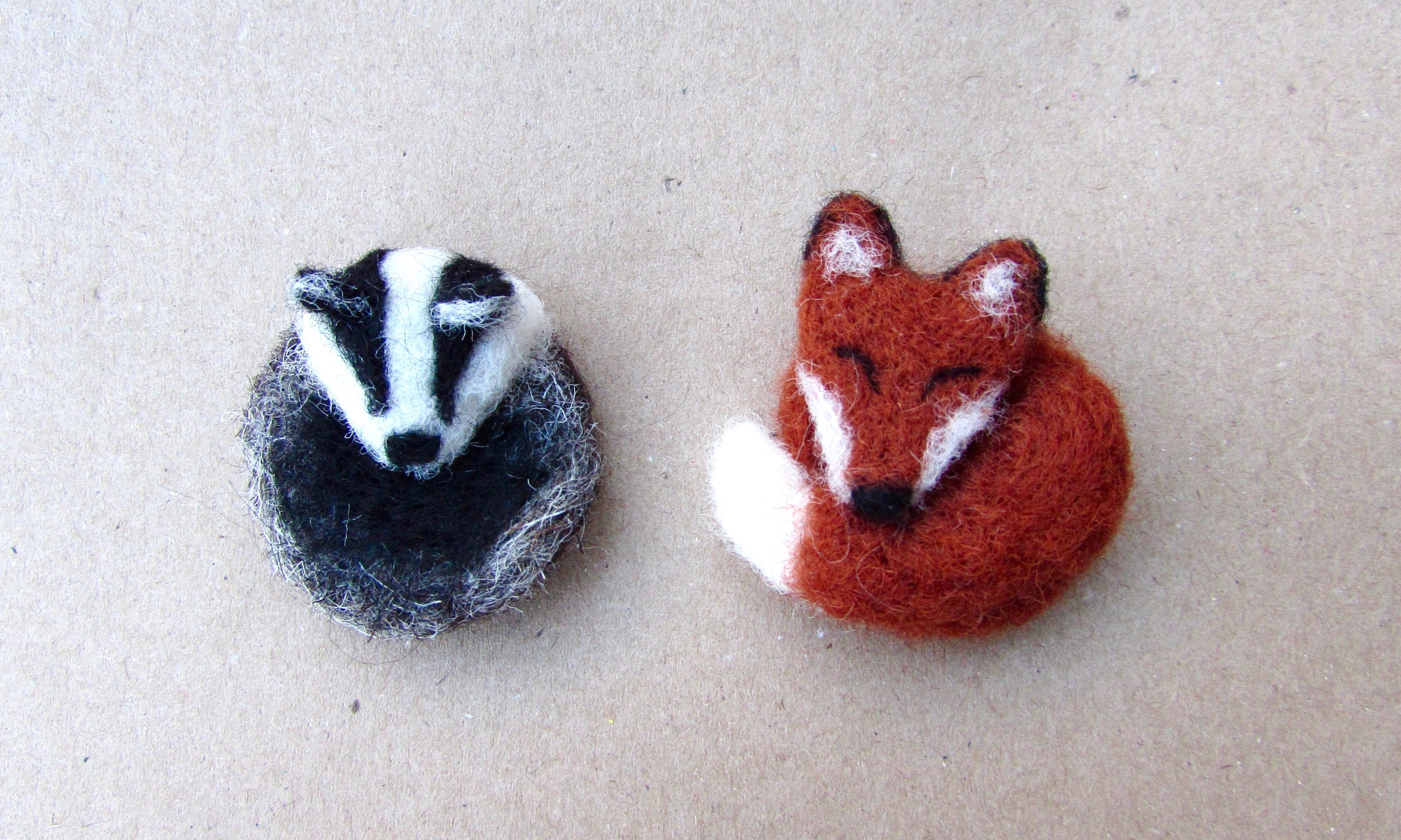 Fox Or Badger Brooch, Cute Needle Felted Wearable Art. Perfect Gift For Animal Lover. Wildlife Woodland Gift. & Jewellery