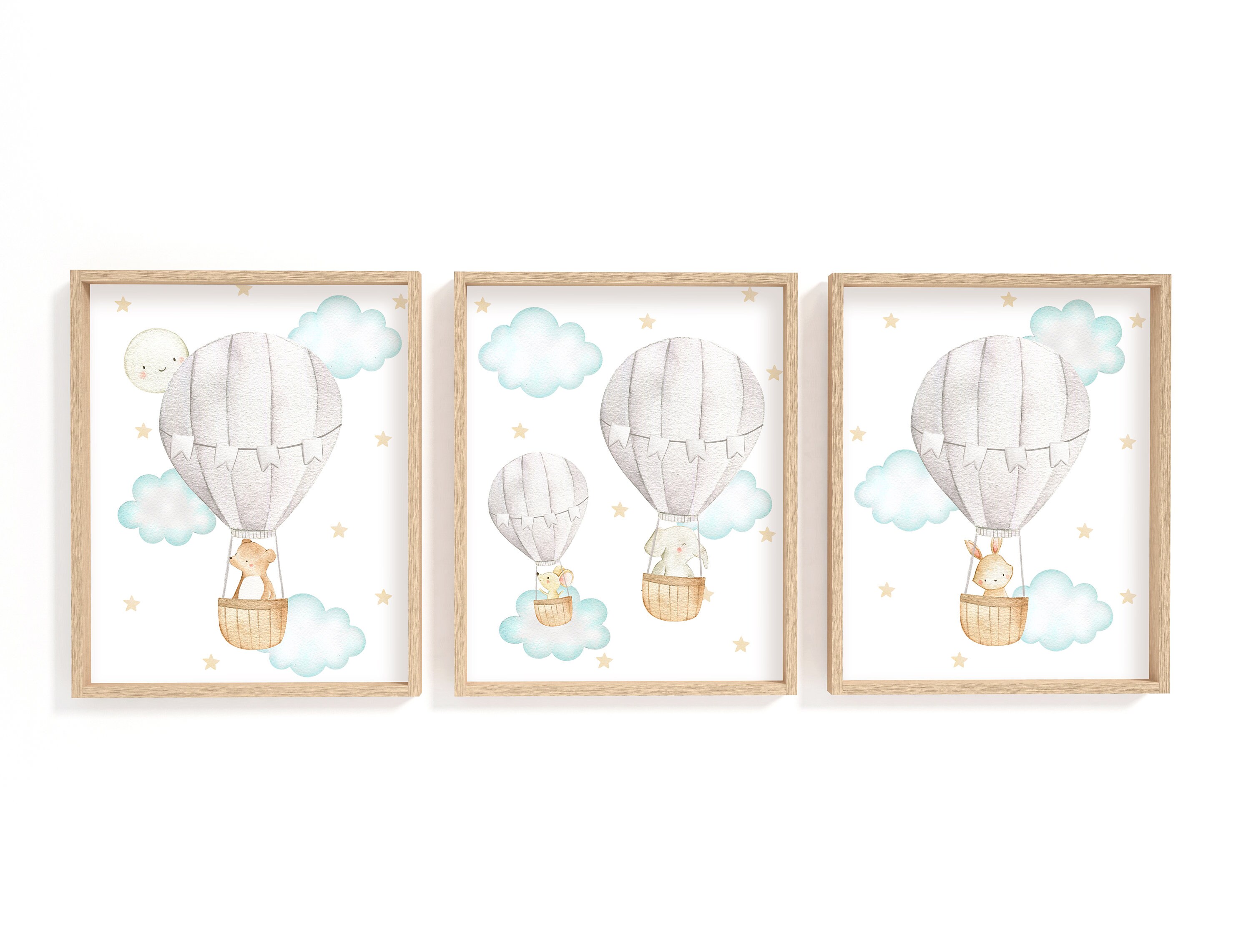 Hot Air Balloon Nursery Prints Gender Neutral Nursery Wall Etsy