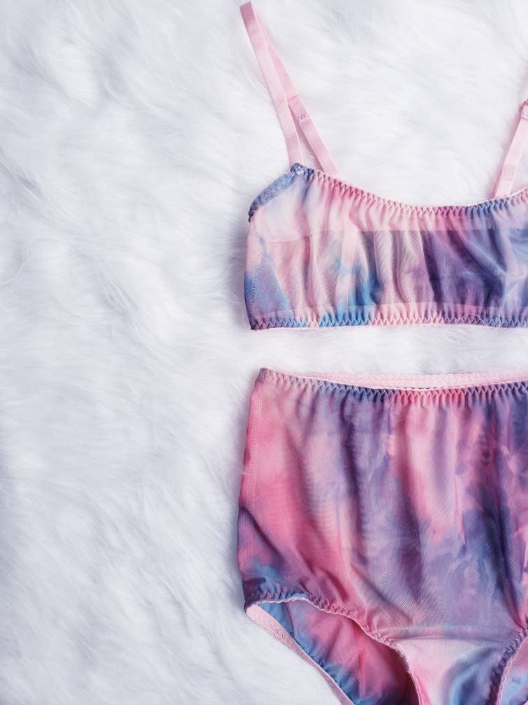 Tie Dye Lingerie Mesh Lingerie Set Gift For Her See Through Lingerie Loungewear Etsy