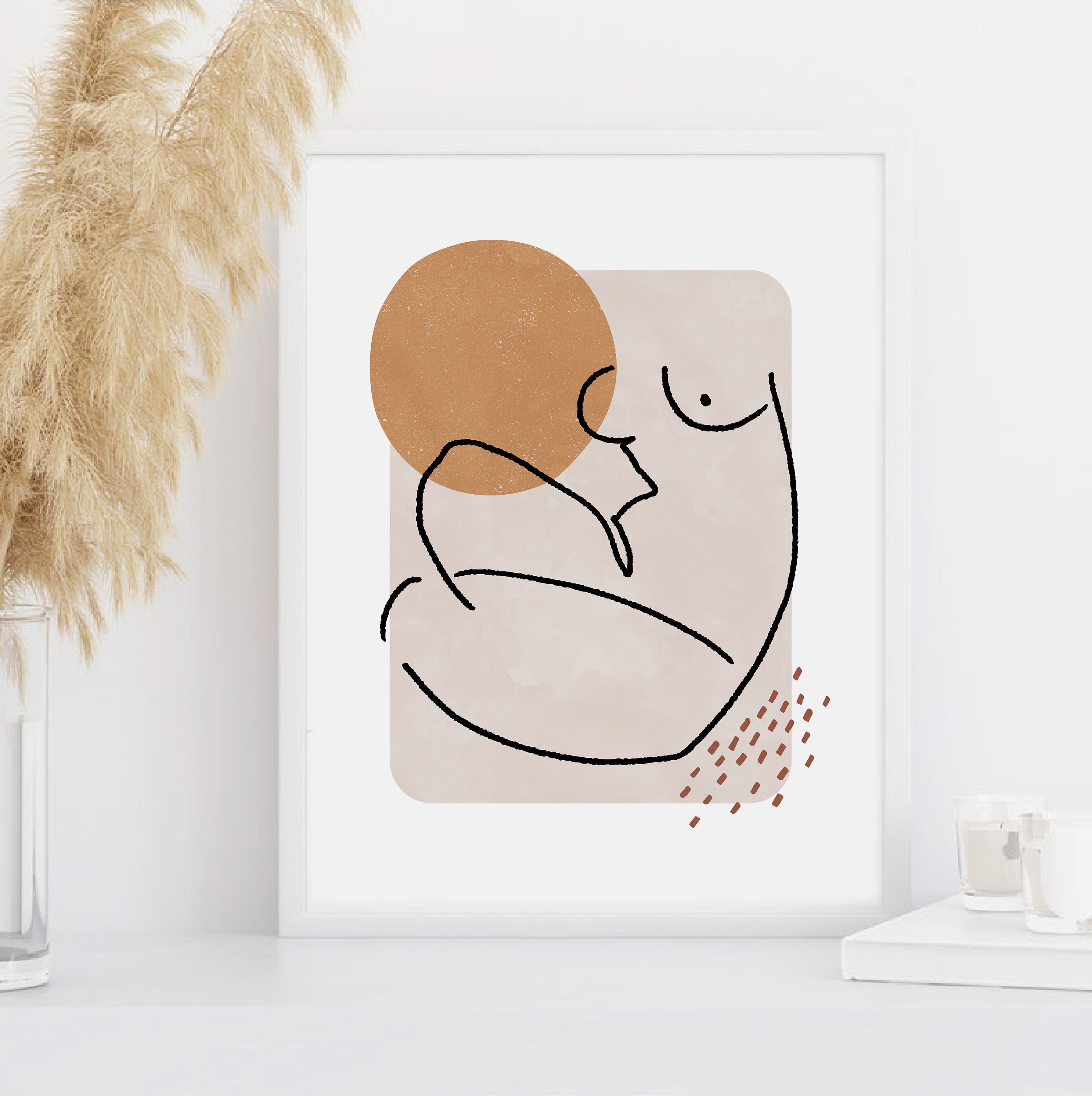 Abstract One Line Nude Art Print Boho Wall Decor Minimalist Drawing
