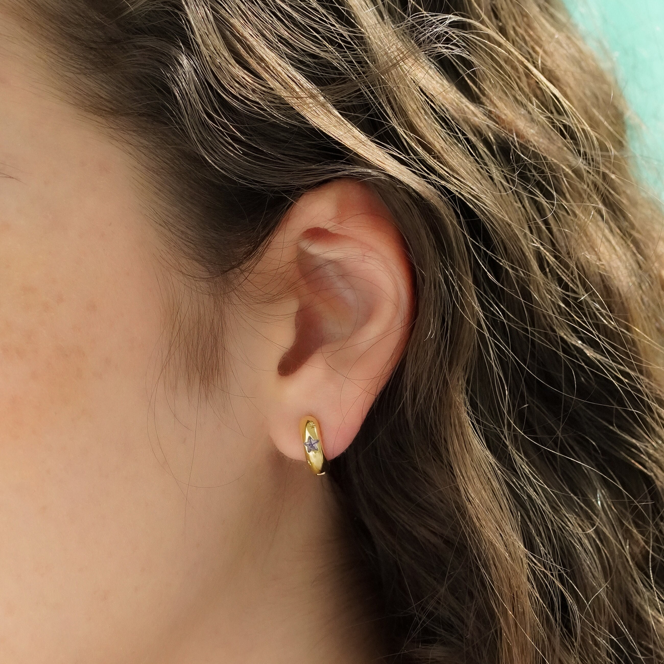 Star Stone Petite Huggie Hoop Earrings