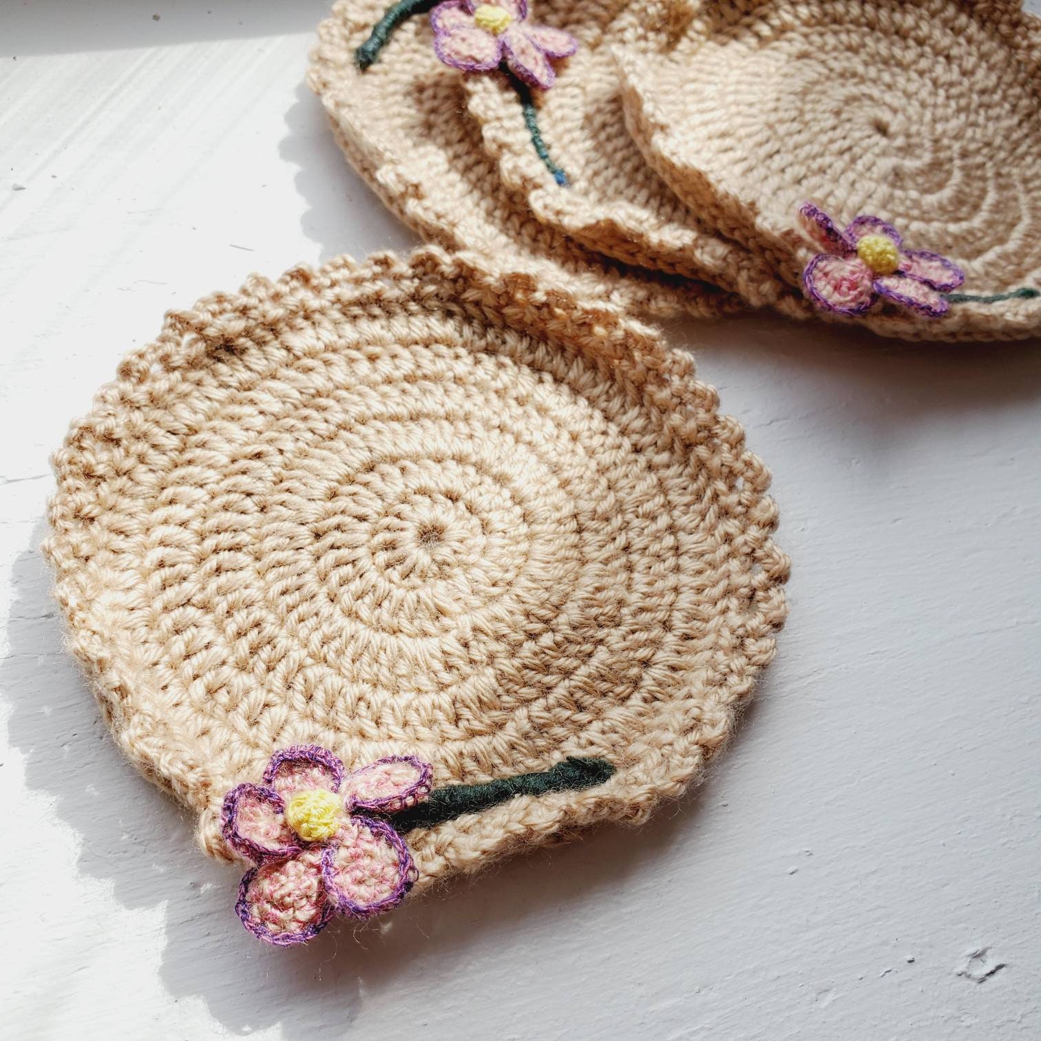 Posavasos De Flores De Ganchillo Portabeb S Doily Hecho A Etsy