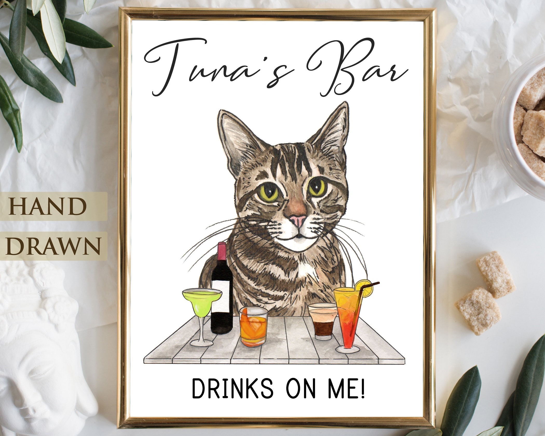 Cat Wedding Bar Menu Sign, Signature Drink Sign With Pet, Dog Cocktail Dog Of Honour, Signage Pet