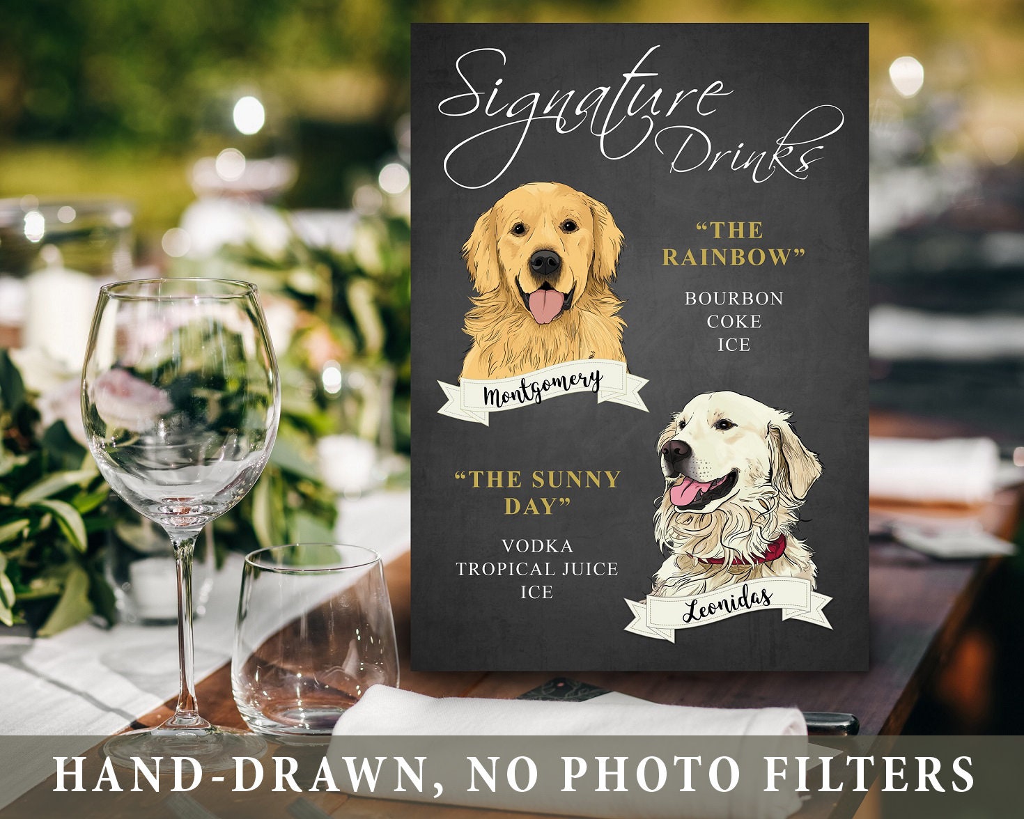 Dog Signature Drink Sign, Sign Pet, Wedding, Cocktail