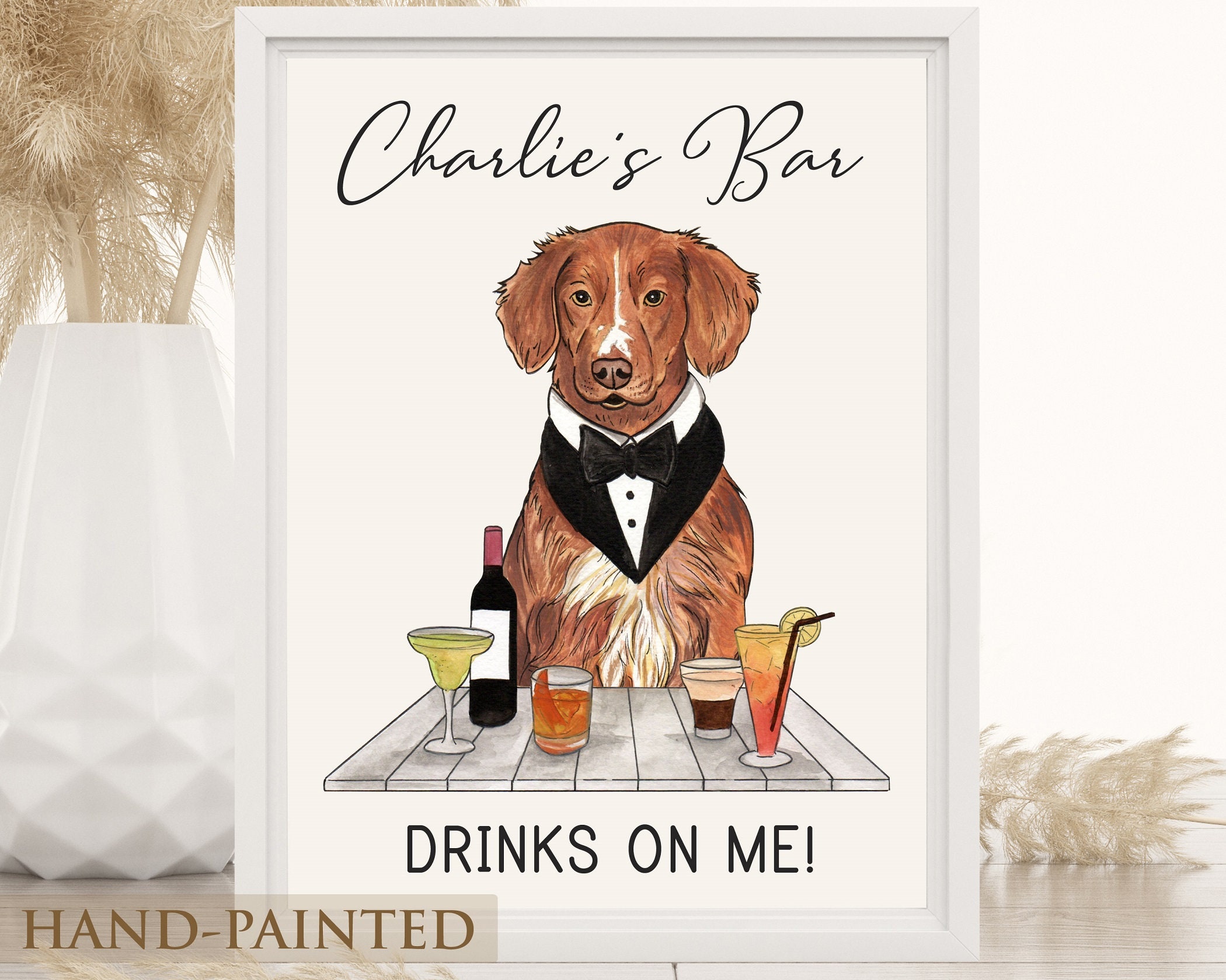 Dog Bar Menu Sign, Signature Drink Wedding Menu, Sign With Dog, Cocktail Pet, Of Honour, Pet