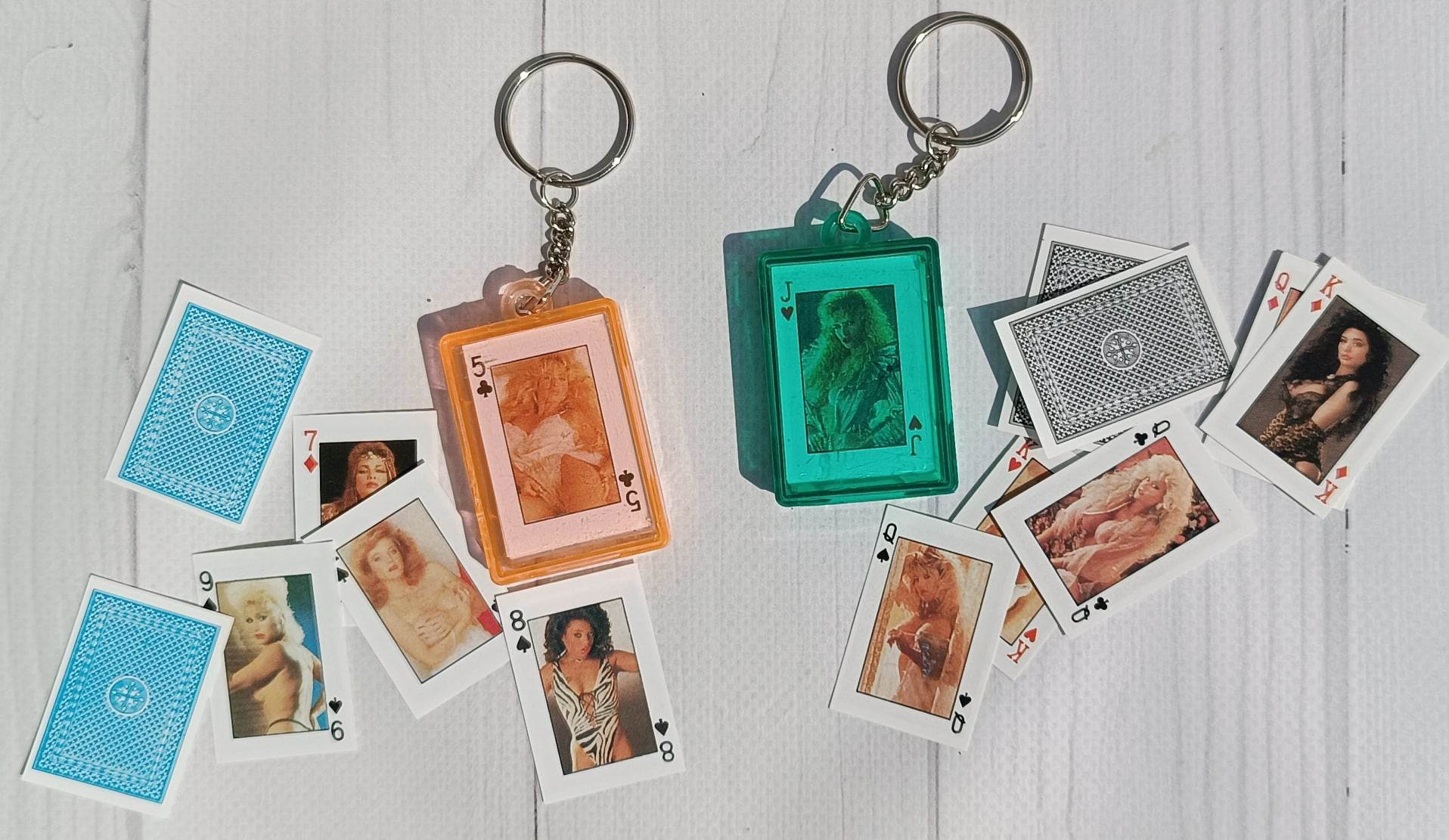 Vintage Mini Nude Trinket Playing Cards Keychain Erotica Nude Women Art Set Of Pieces