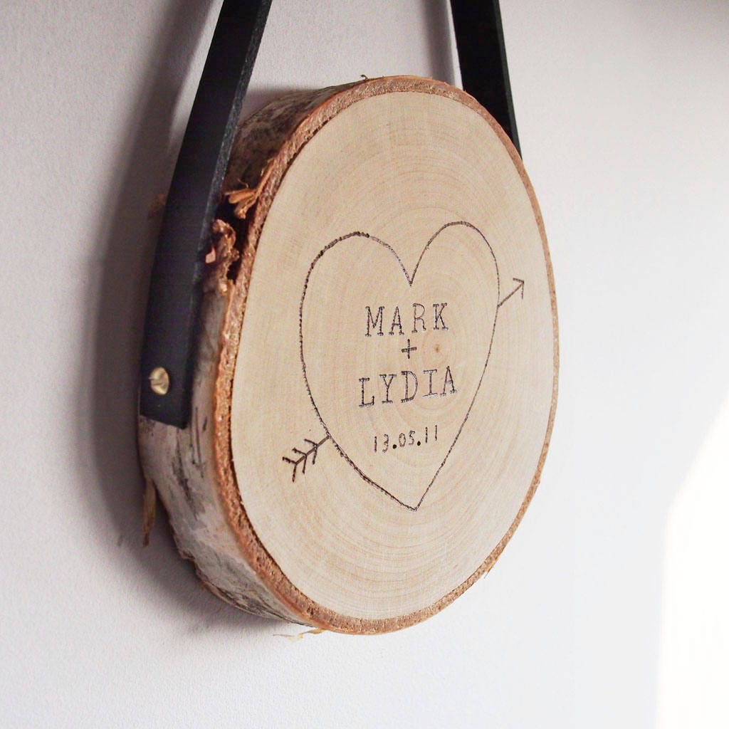 Wooden Heart Hanging Sign, Personalised & Perfect For Wedding, Anniversary Or Engagement Gift