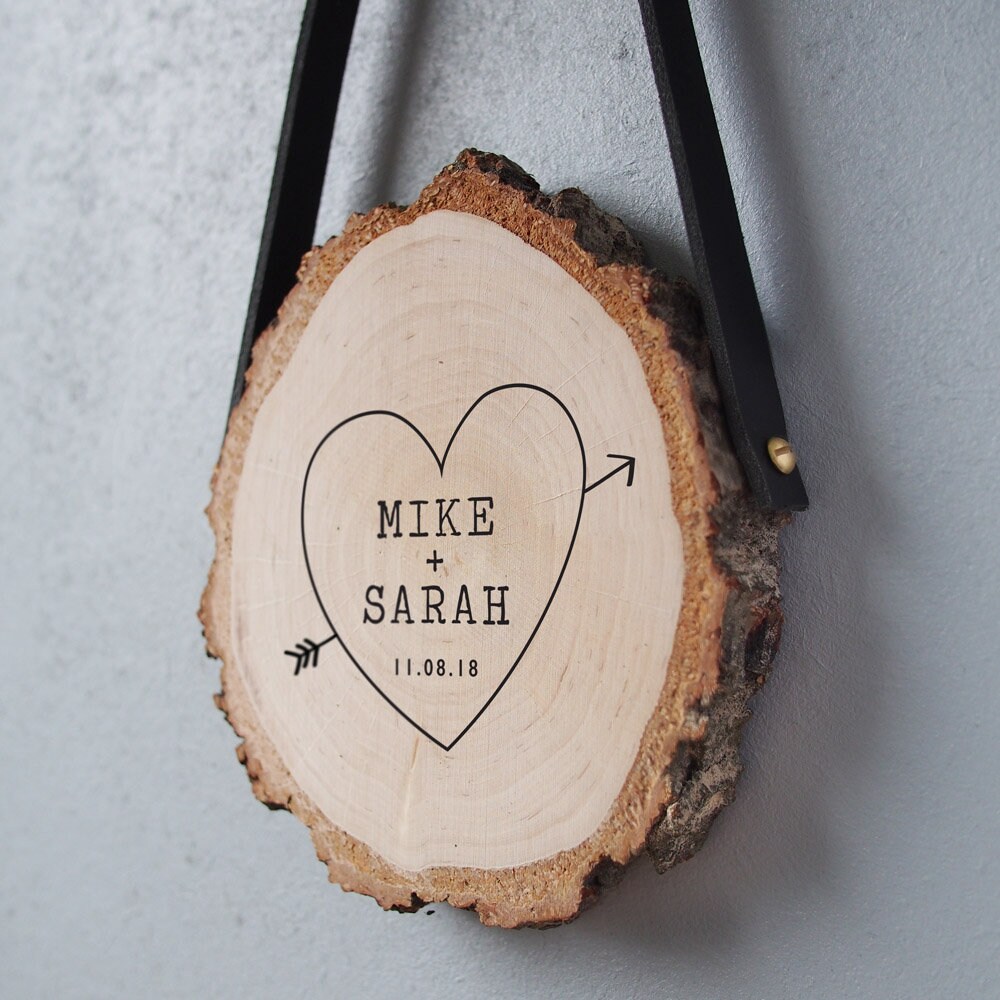 Custom Wedding Gift, Personalised Keepsake, Rustic Wood Slice, Gift For Couples