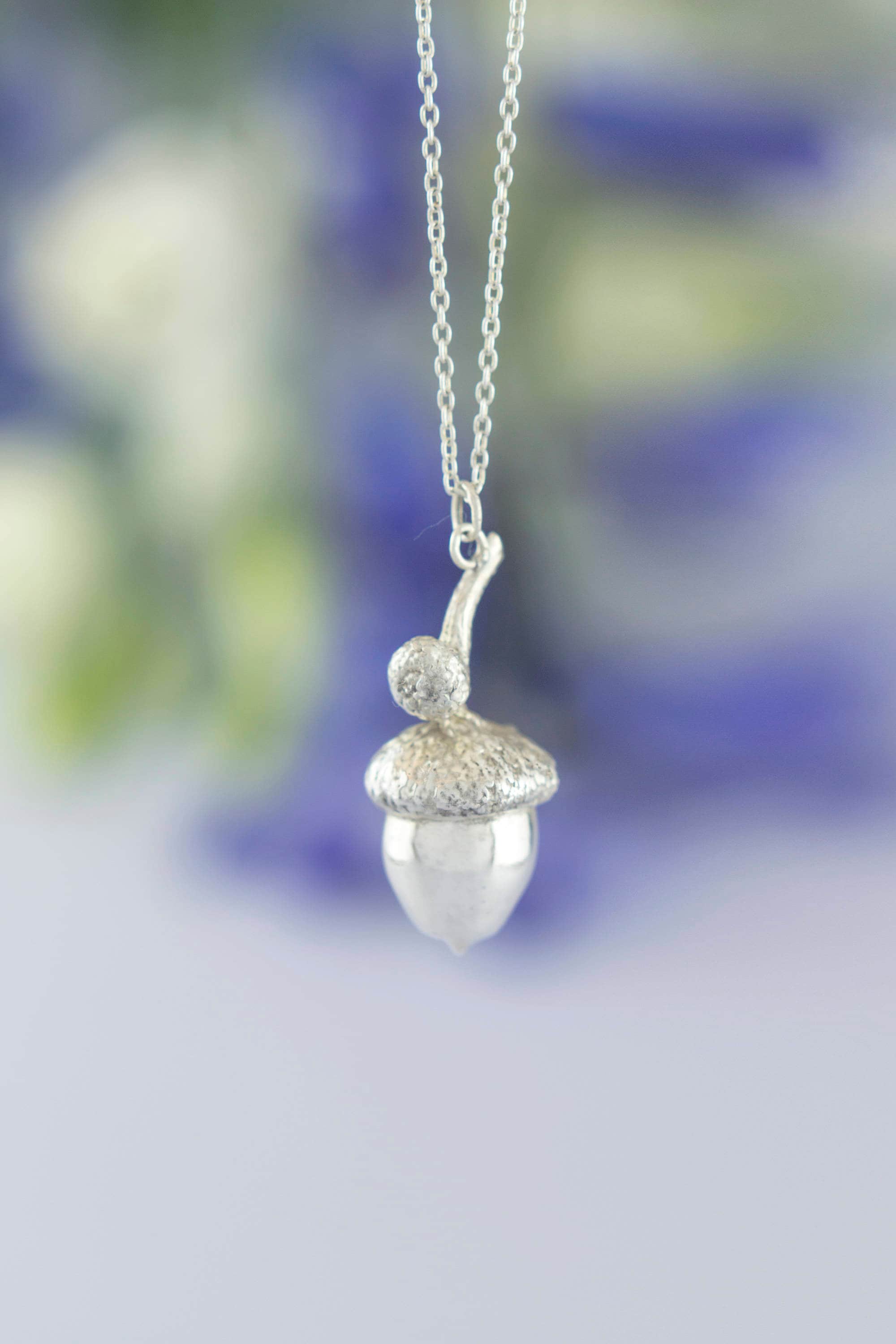 Acorn Necklace - From Tiny Acorns | Cast From A Real Acorn Sterling Silver Personalised Christening Pendant By Rosalind Elunyd Jewellery