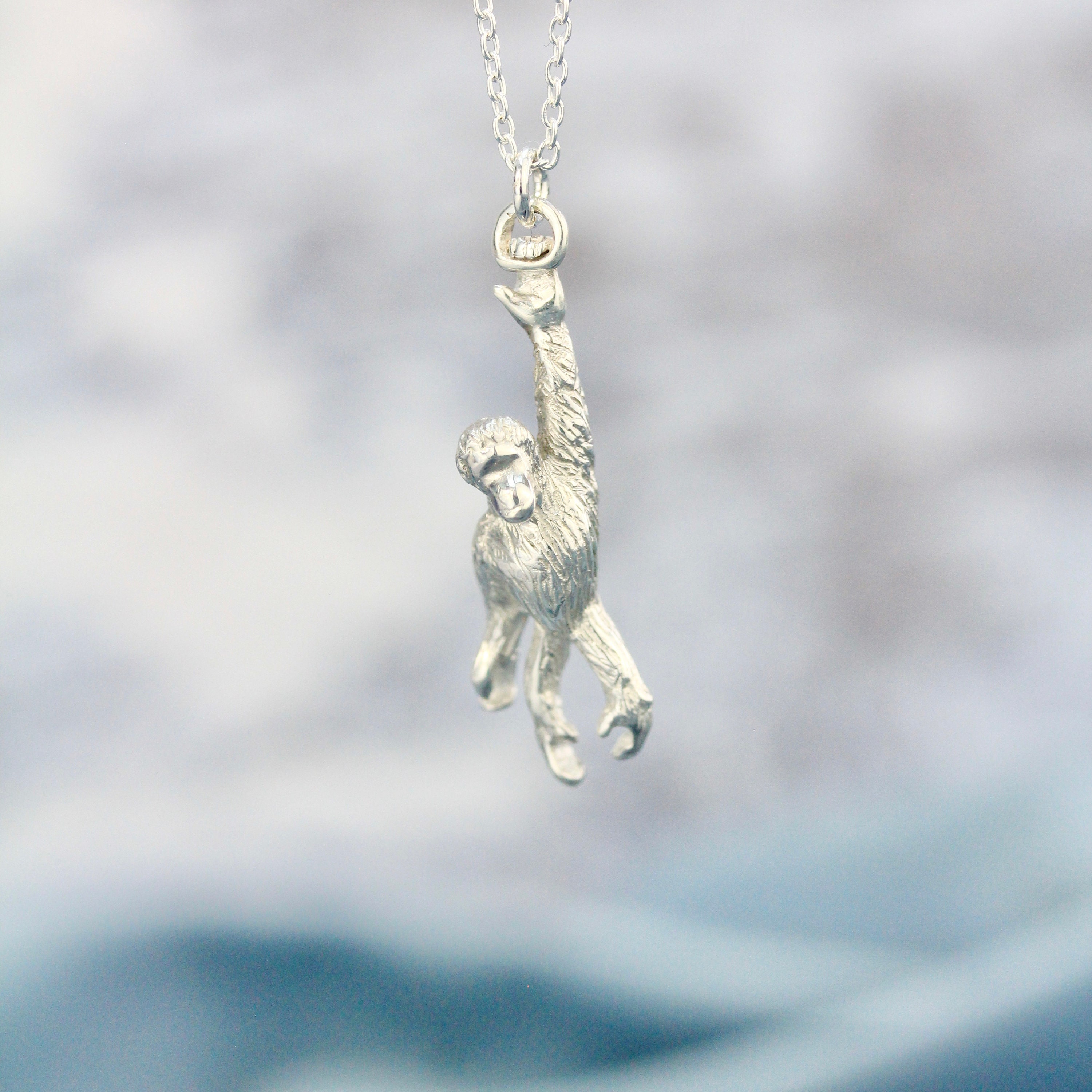 Orangutan Necklace | Sterling Silver Orang-Utan Pendant Personalised Animal Pendant By Rosalind Elunyd Jewellery