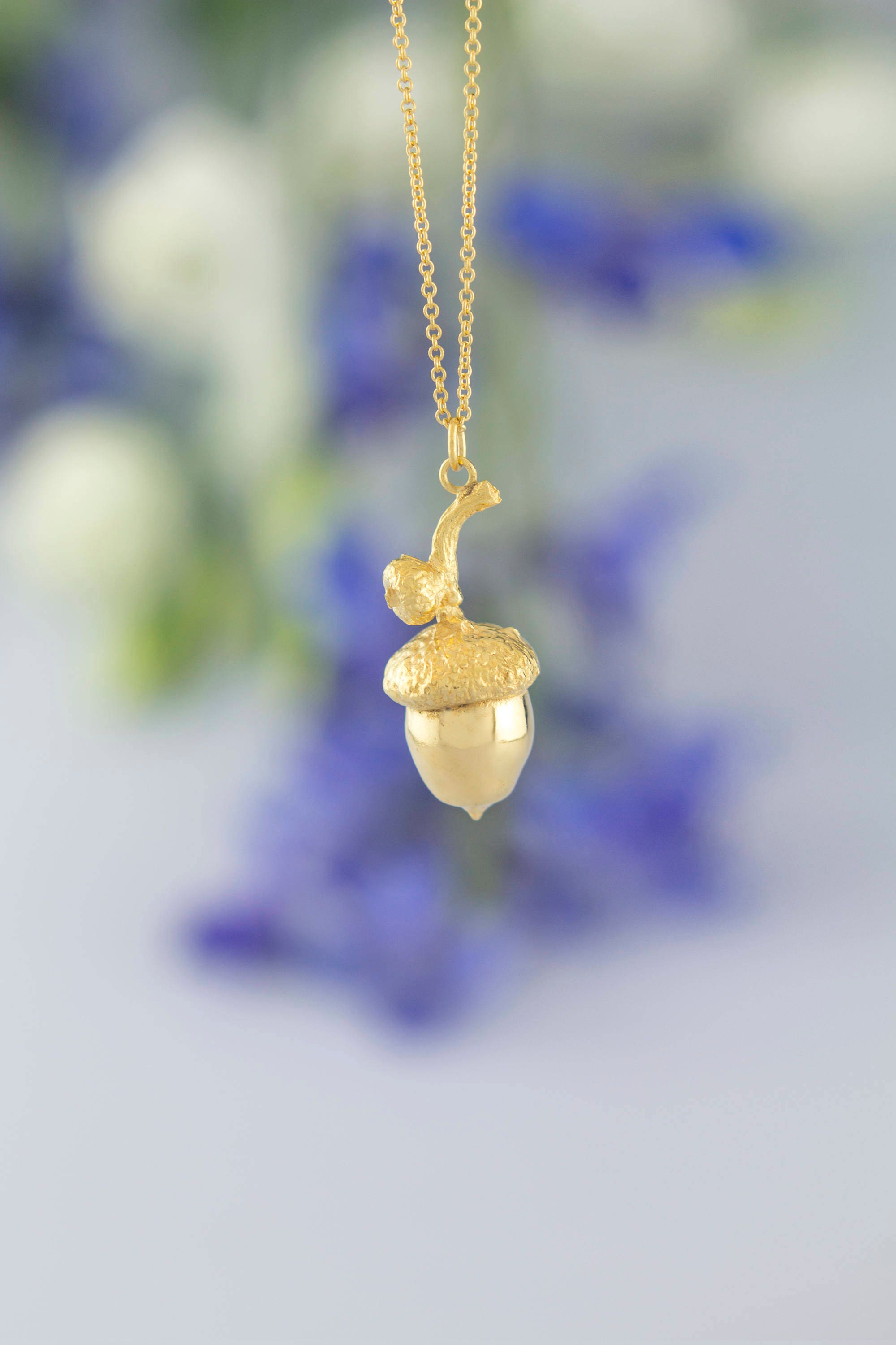 Acorn Necklace - From Tiny Acorns | Cast From A Real Acorn Gold Sterling Silver Personalised Christening Pendant By Rosalind Elunyd