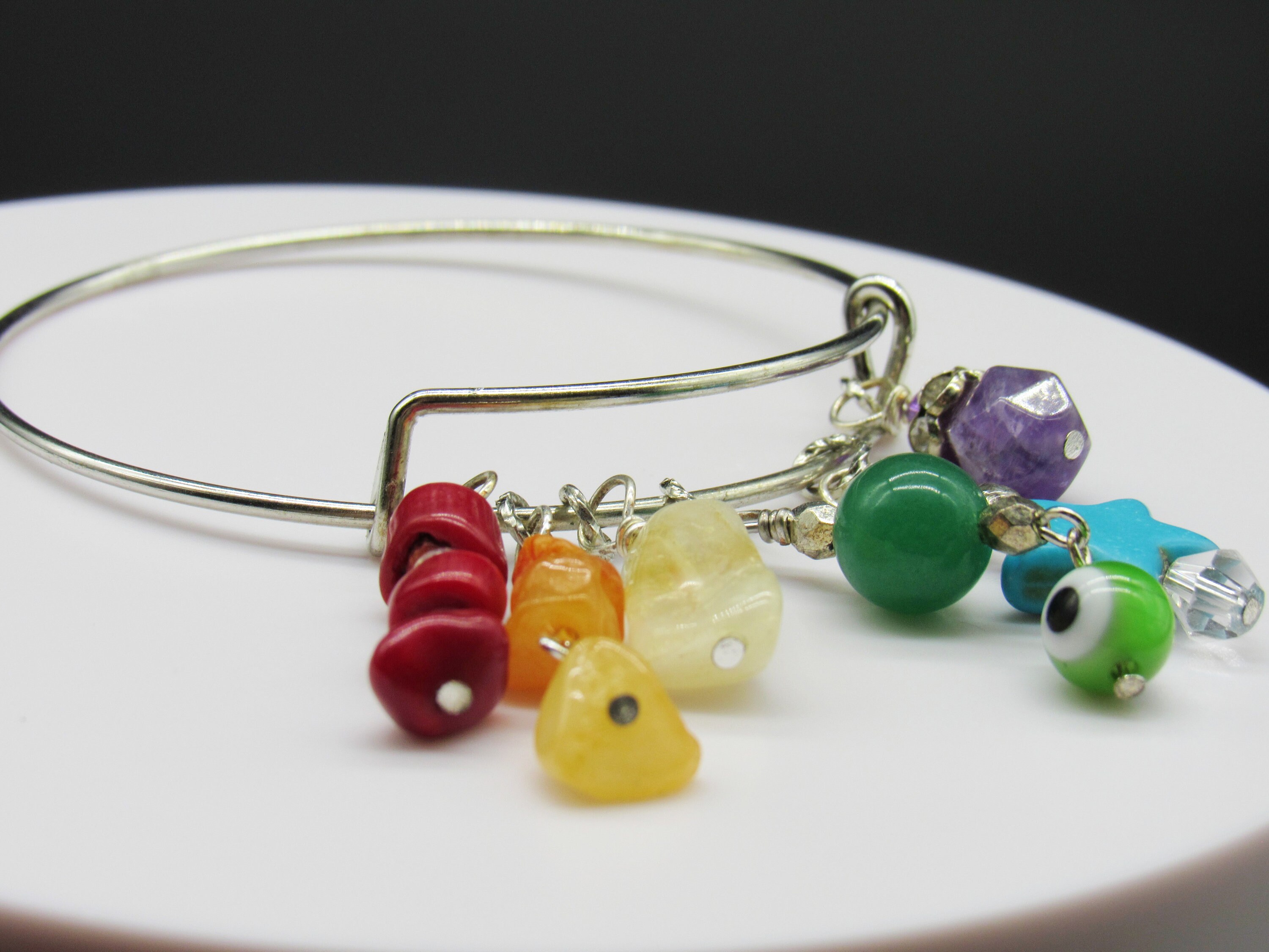 Gay Pride Flag Bracelet Rainbow Gemstone Charm Bracelet Subtle