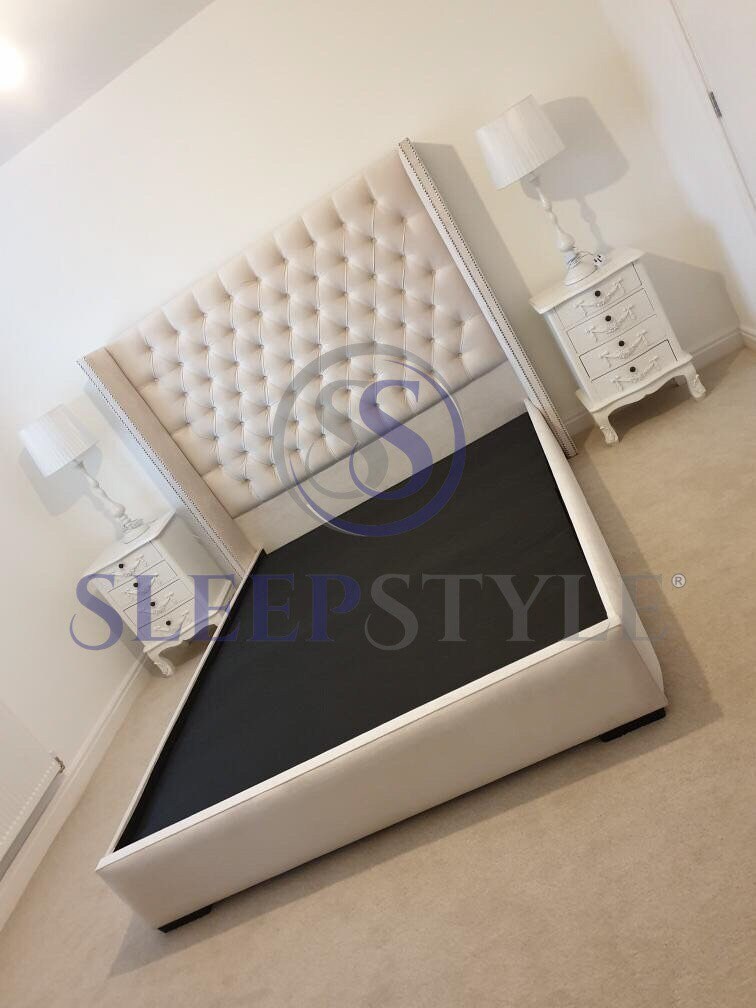 NEW Olivia Winged Chesterfield Bed Frame Available In All Sizes, Fabric, Colour