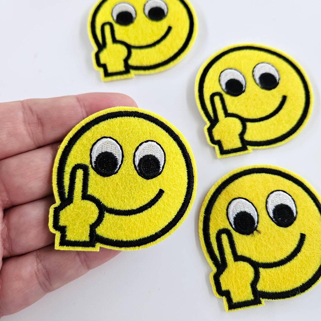 Fuck Emoji Patch Middle Finger Smiley Applique Rude Emoji Cm Etsy