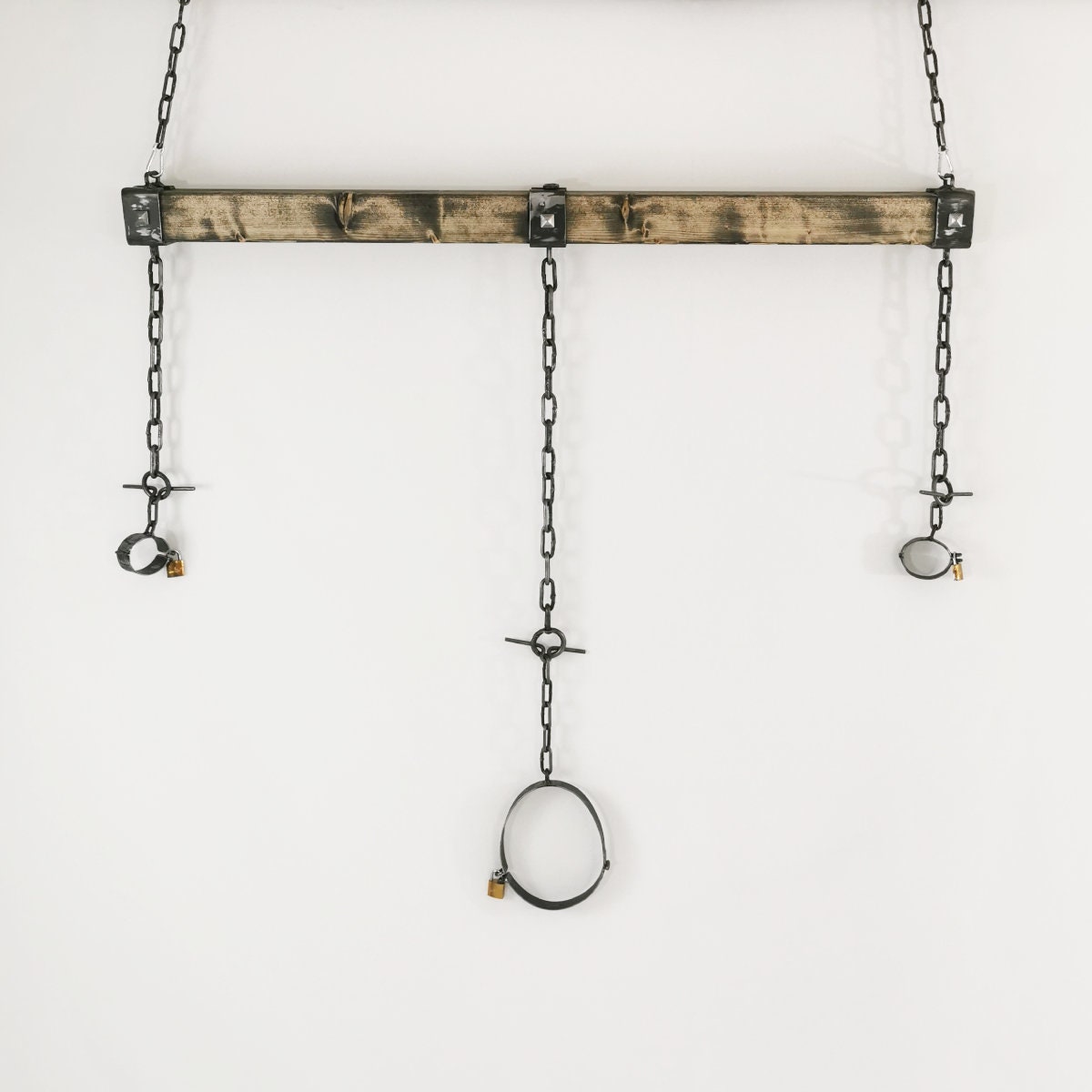 Wooden Bdsm Spreader Bar With Metal Handcuffs And Collar Etsy