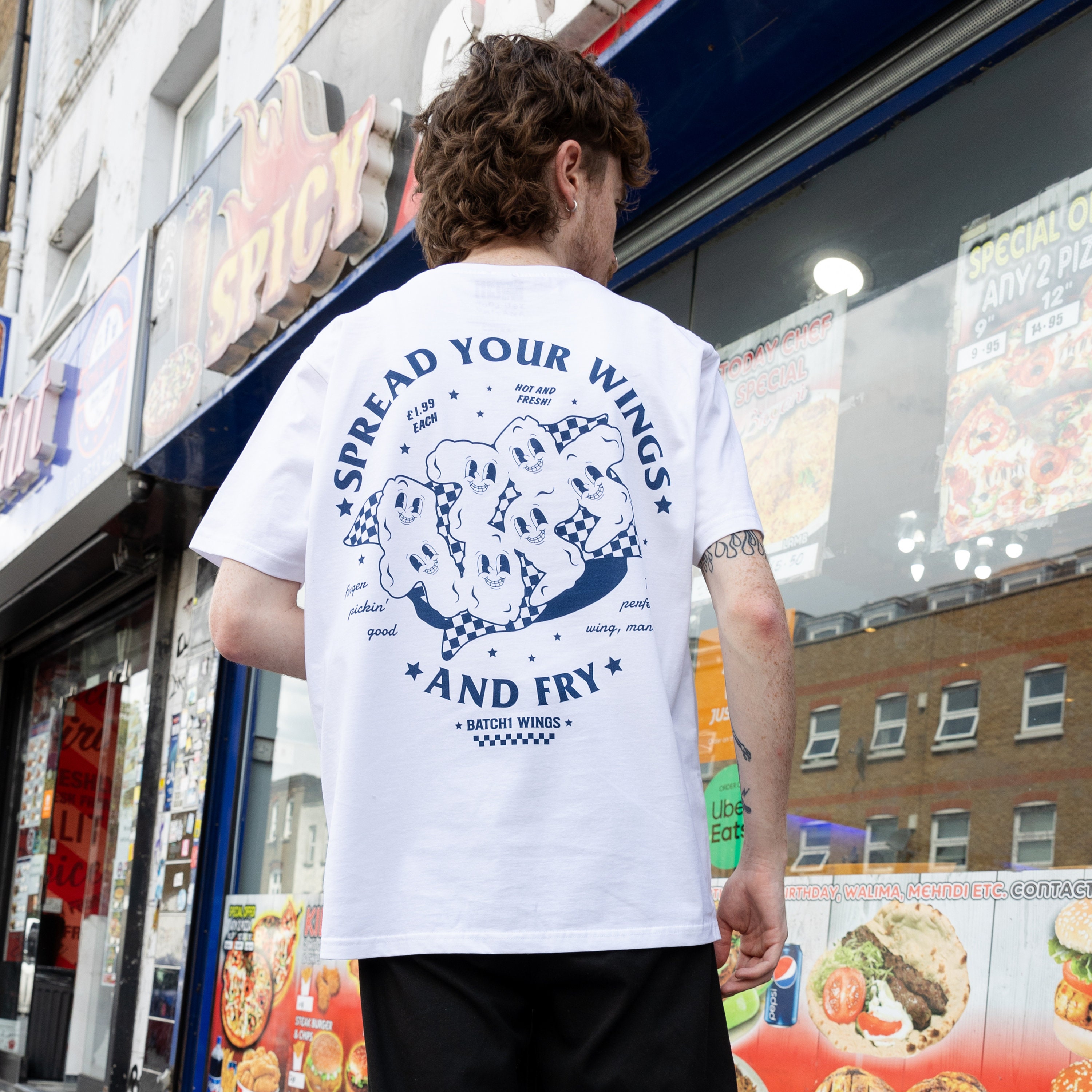 Spread Your Wings Unisex Fried Chicken Graphic T-Shirt in White