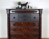 Black and Burr Walnut Large Chest of Drawers