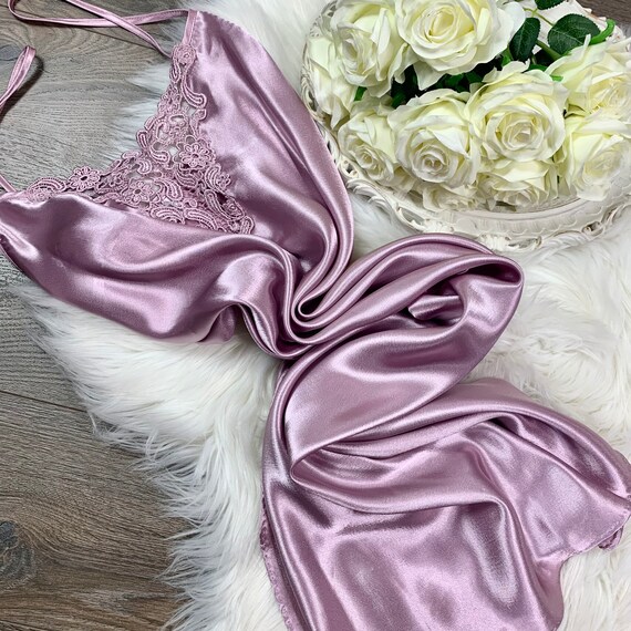 Sz L Vintage Cinema Etoile Y2K Lilac Silky Lingerie S Gem