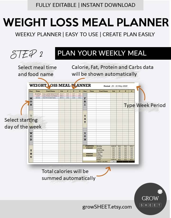 Heart Healthy Meal Planner Excel Template Fully Editable Norway 1764