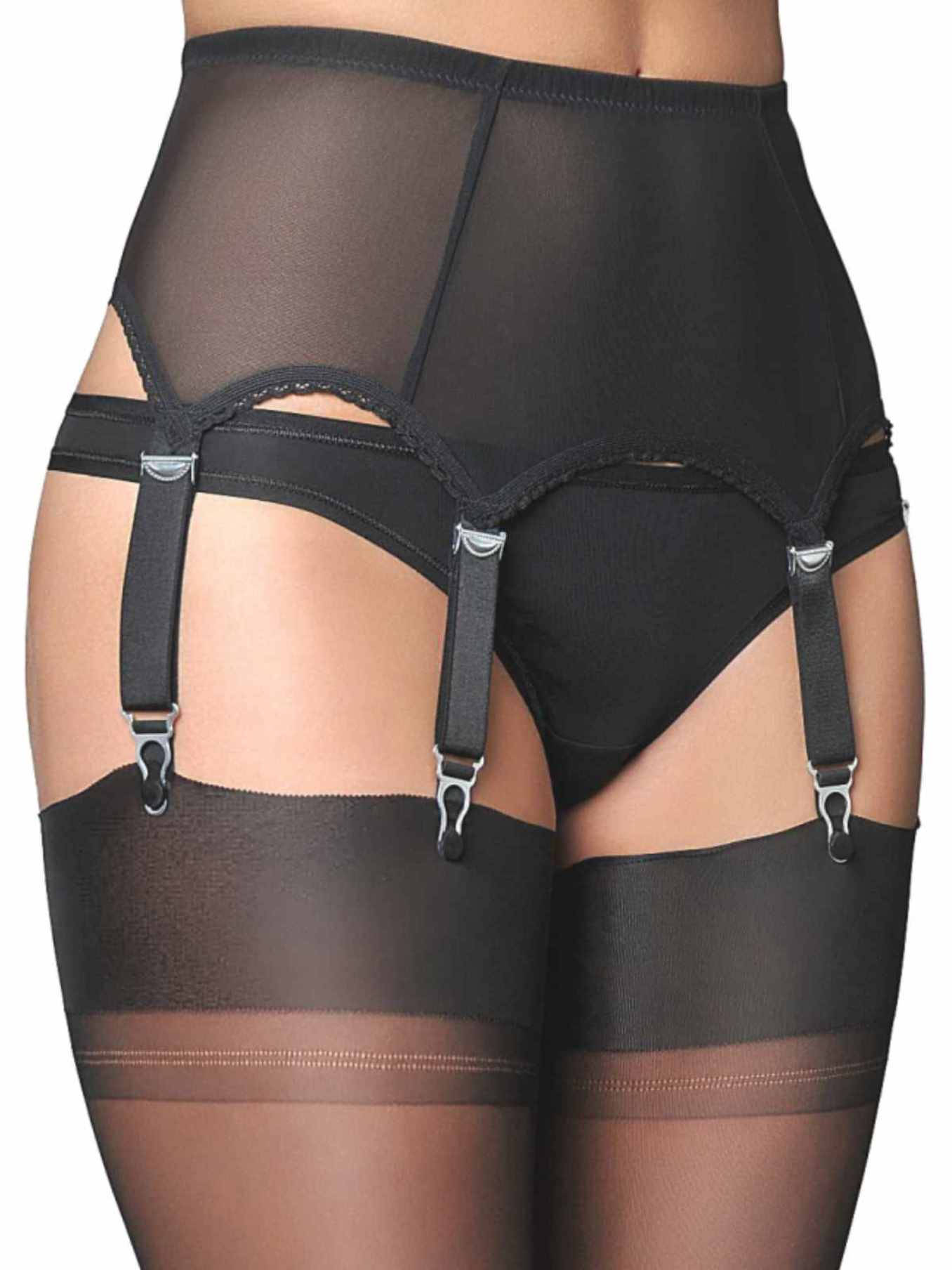 Premier Lingerie Power Mesh 6 Strap Suspender Garter Belt For