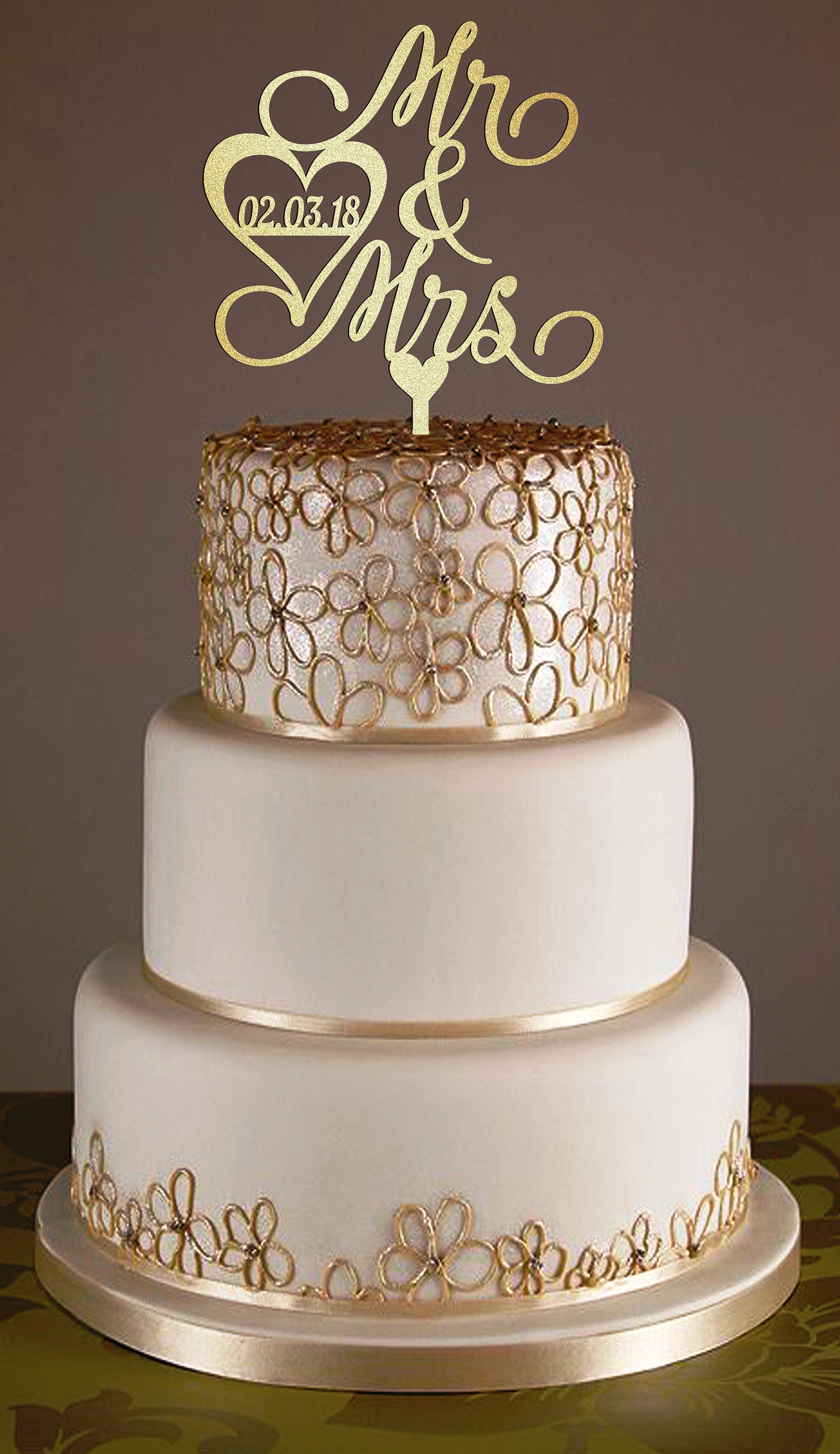 Topper Wedding Cake Gold