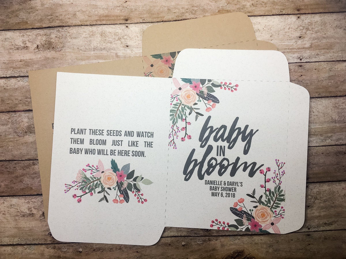 Twins Babies Shower Favors Gifts Seed Packets Baby In Bloom Etsy