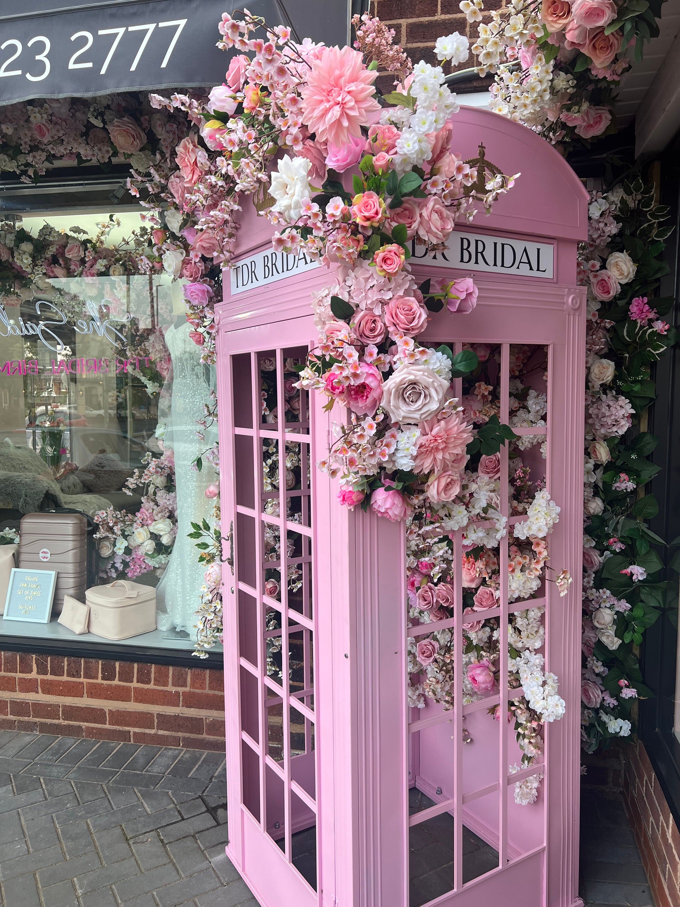 Pink Telephone Box Flower Garland