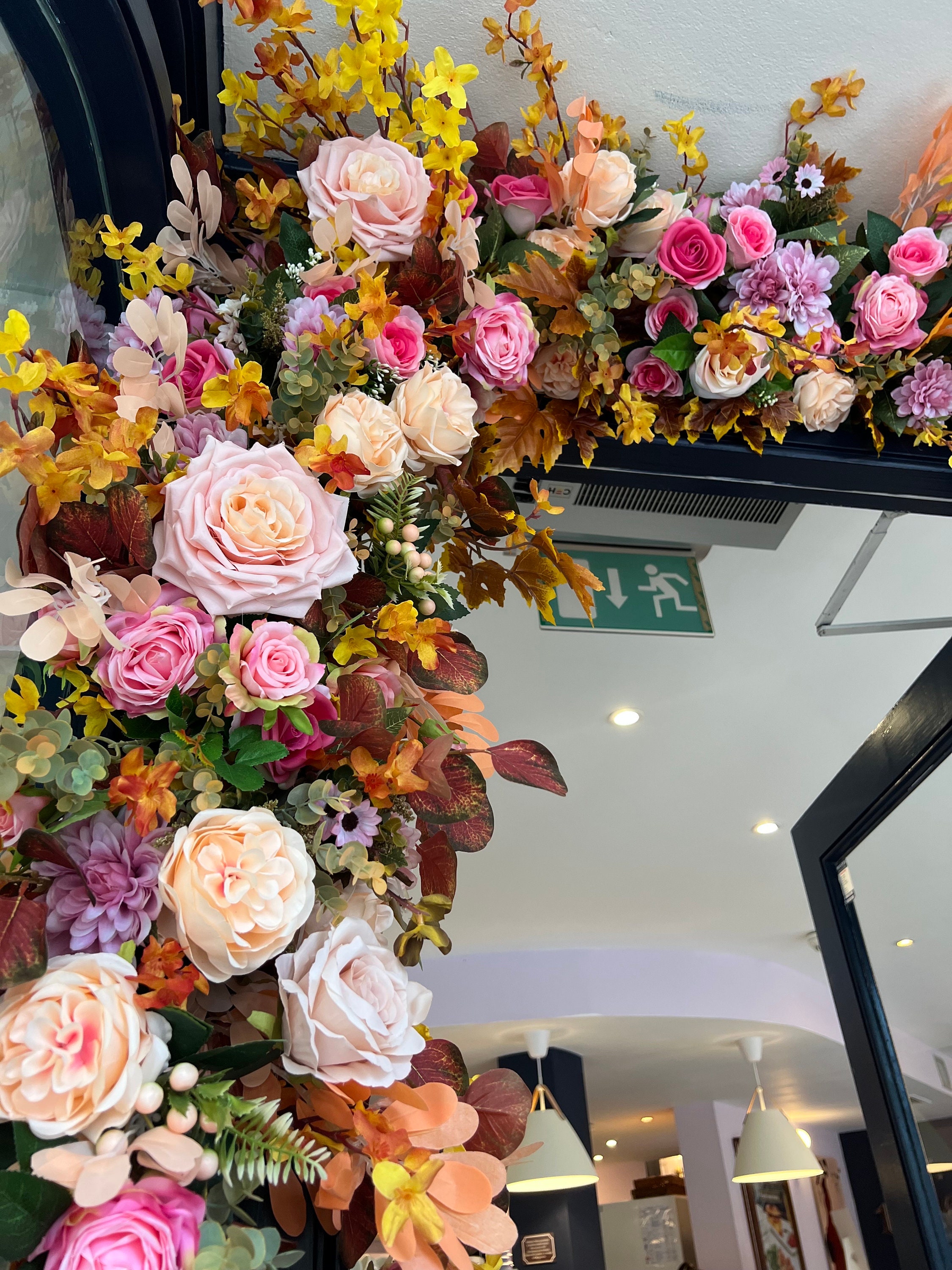 Pink Fall Flower Garland, Autumn & Orange Fall Garland