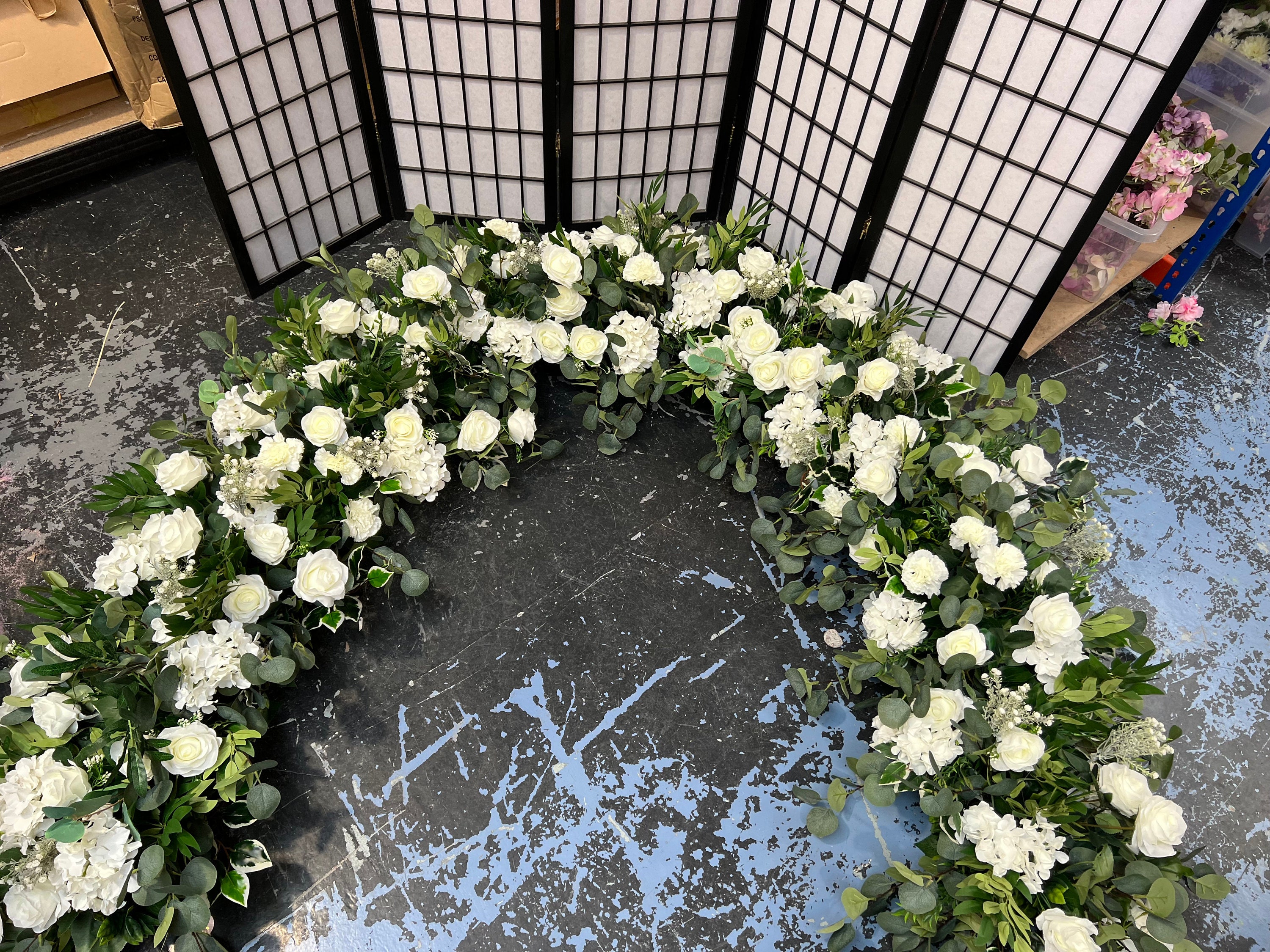 Wedding Ground Flower Arch, Garland, Floor Runner, Aisle Artificial Runner