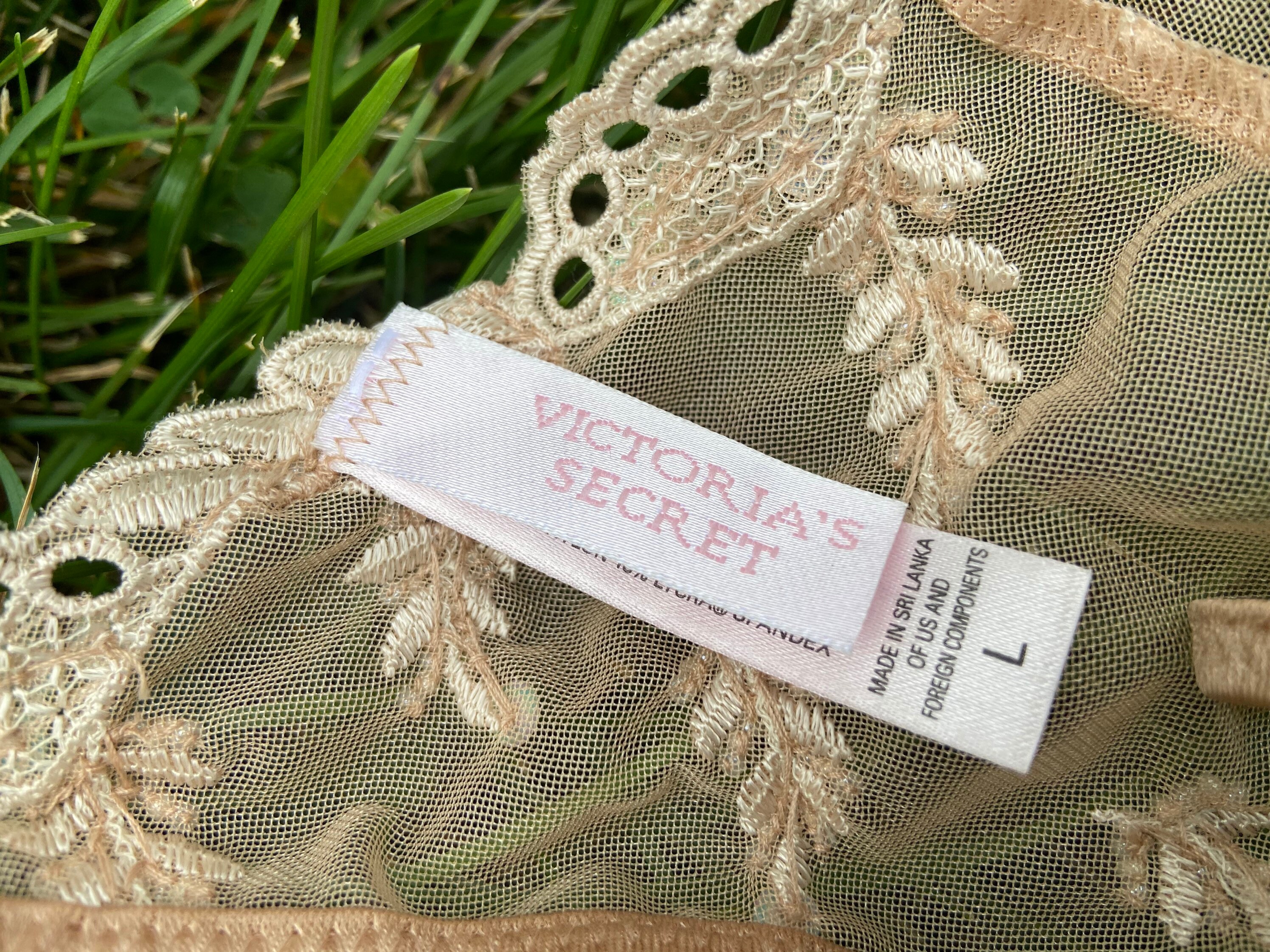 Victorias Secret Lingerie Set Sheer Nude Sequin Floral Large Etsy