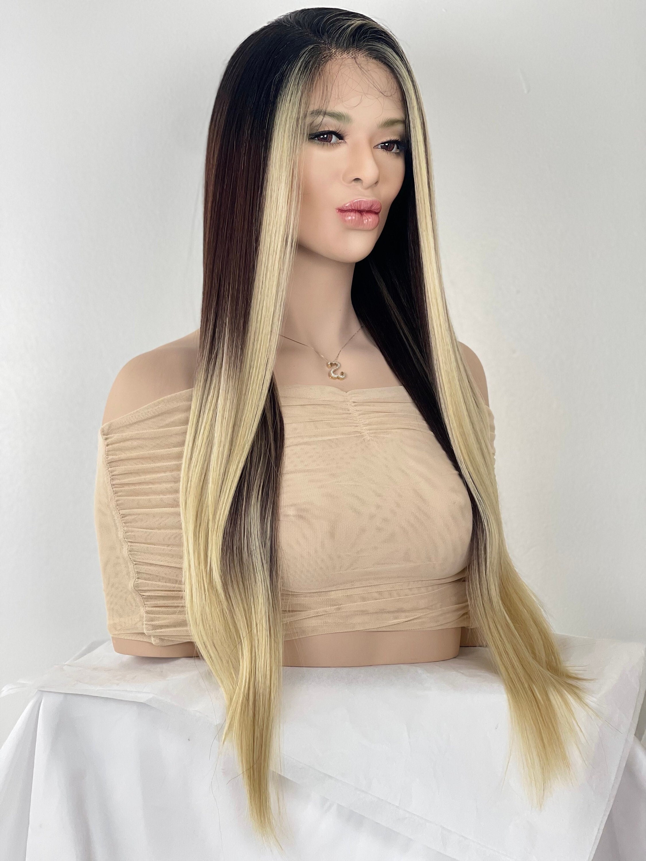 Ash Blonde Baby Blonde Ombré Hair 150 Density Virgin Human Hair Facelights Moneypiece Balayage